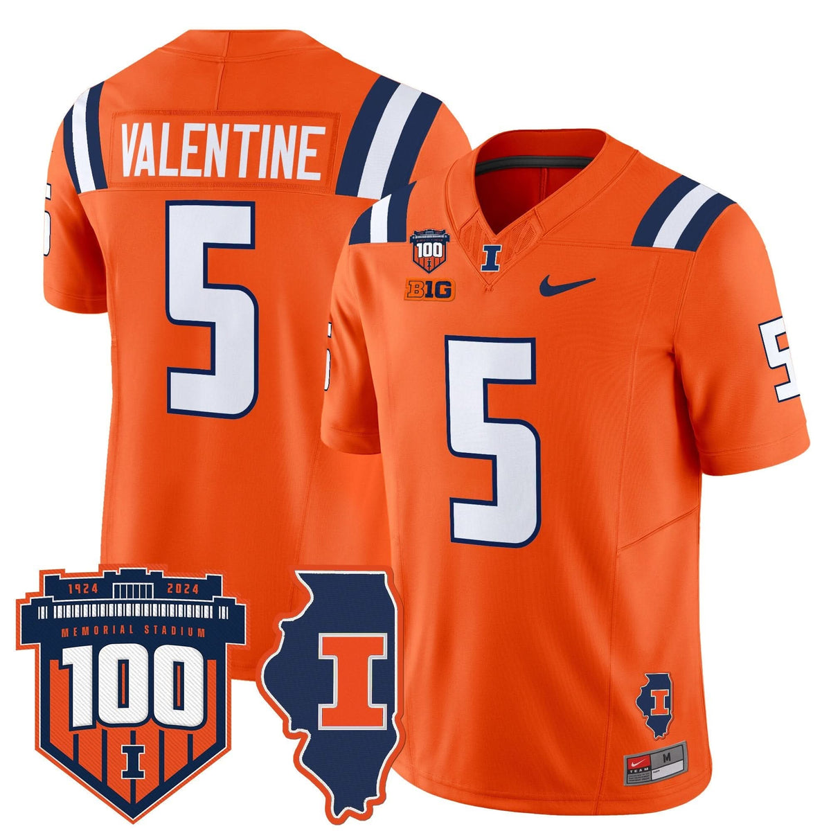 Illinois Fighting Illini 100th Memorial Stadium Patch Vapor Limited Jersey-Cuztomshoes