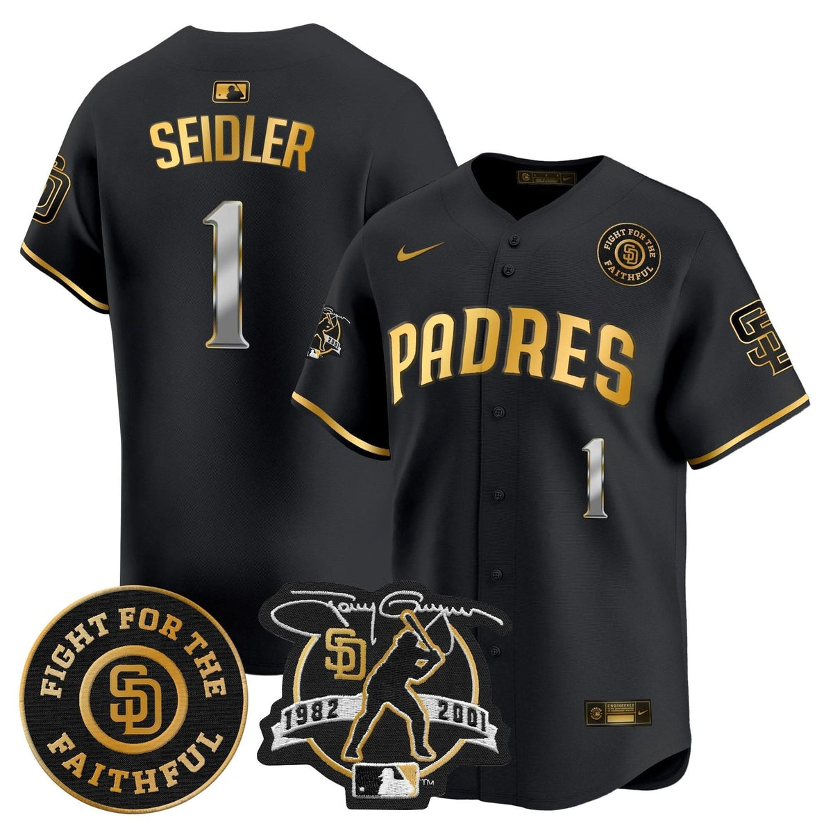 San Diego Padres Tony Gwynn & Faithful Patch Vapor Premier Limited Jersey – Stitched