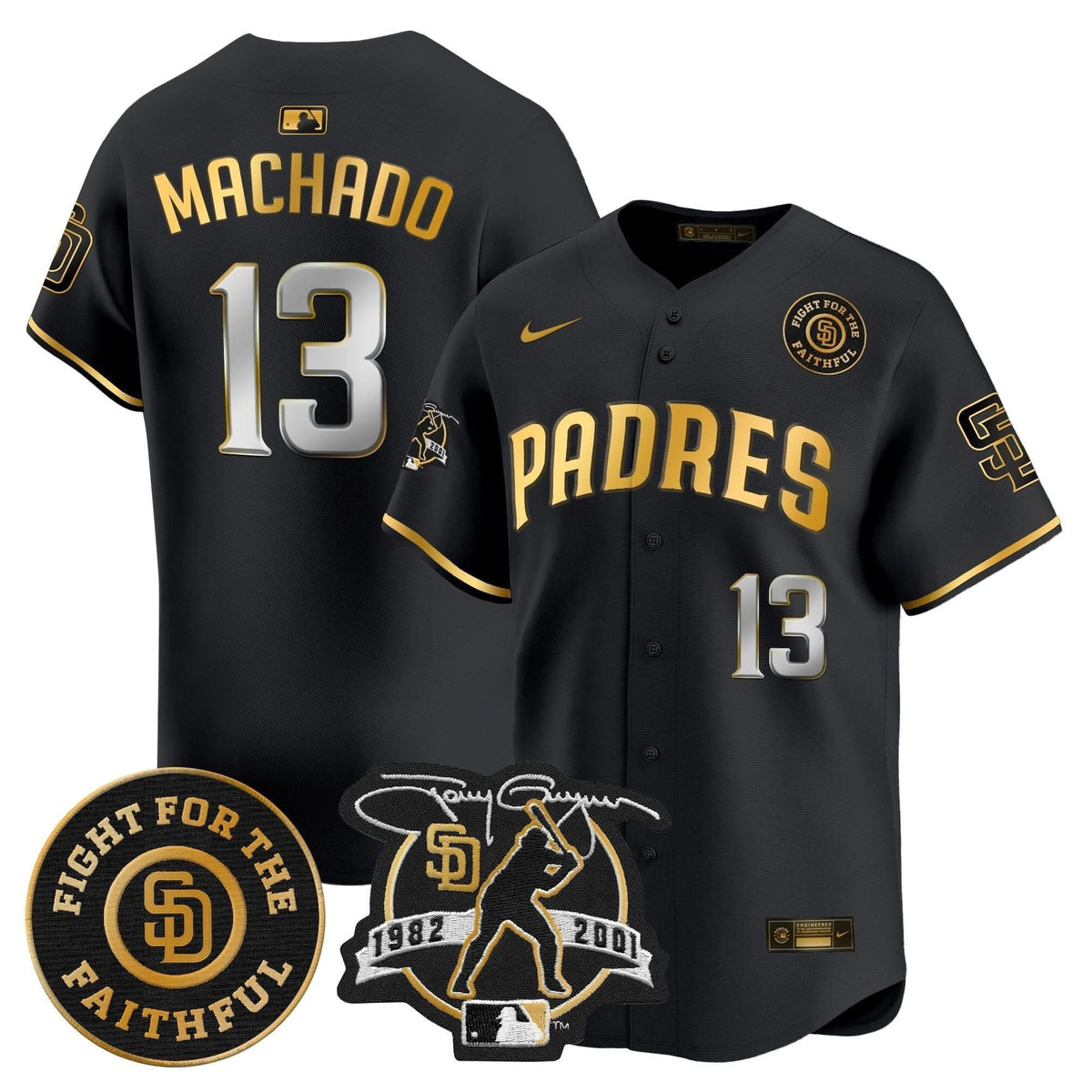 San Diego Padres Tony Gwynn & Faithful Patch Vapor Premier Limited Jersey – Stitched