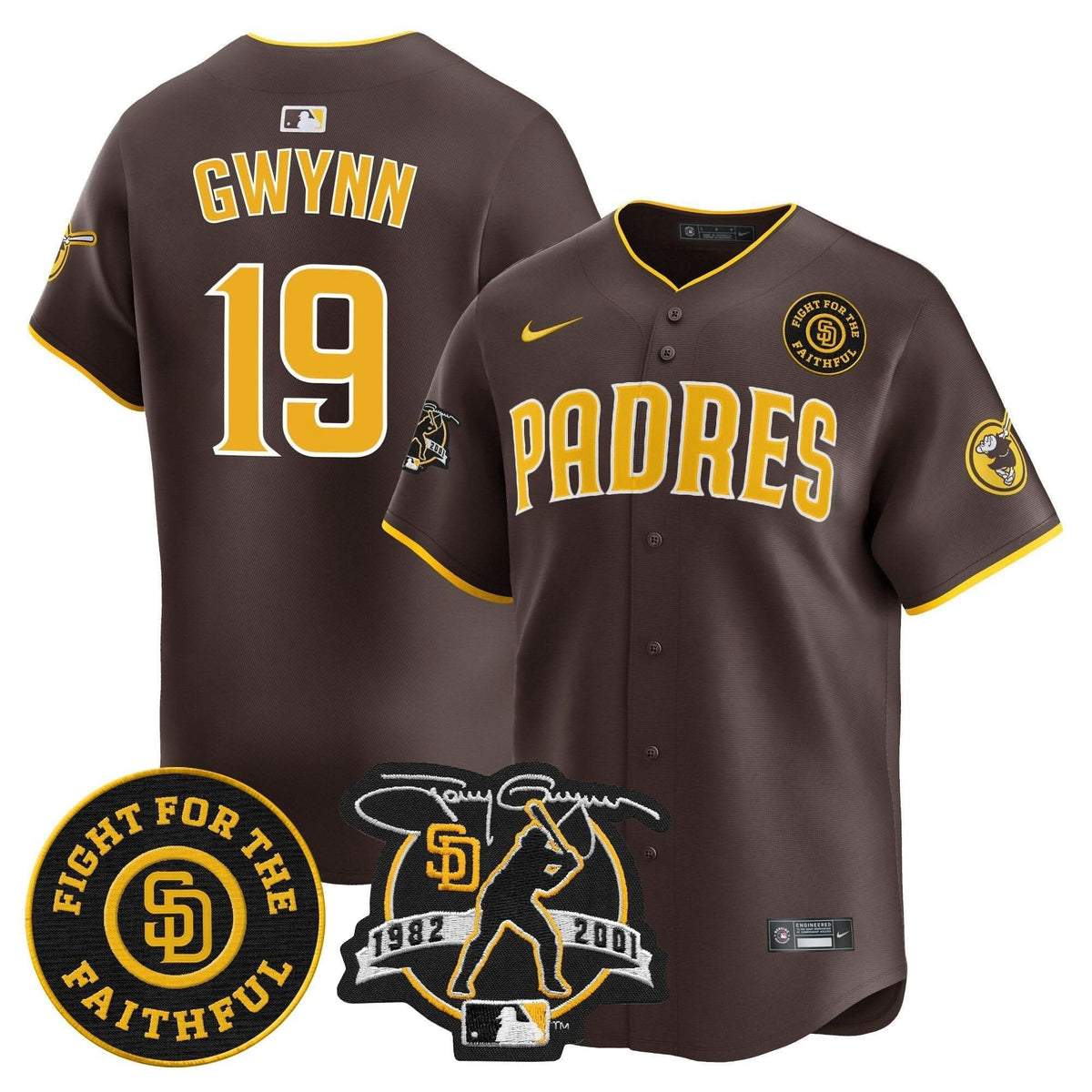 San Diego Padres Tony Gwynn & Faithful Patch Vapor Premier Limited Jersey – Stitched