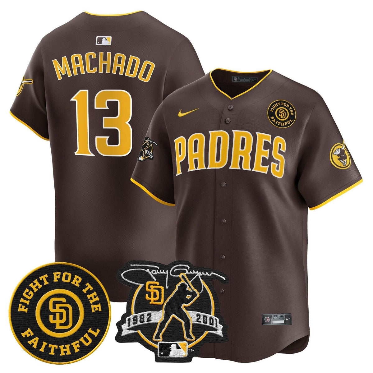 San Diego Padres Tony Gwynn & Faithful Patch Vapor Premier Limited Jersey – Stitched