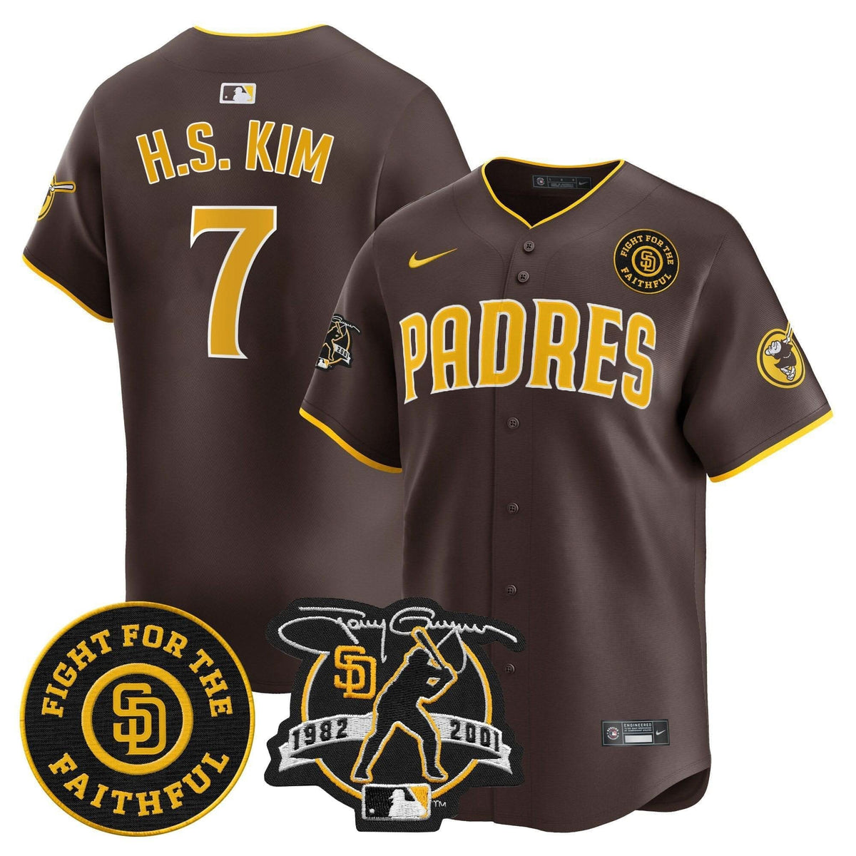 San Diego Padres Tony Gwynn & Faithful Patch Vapor Premier Limited Jersey – Stitched