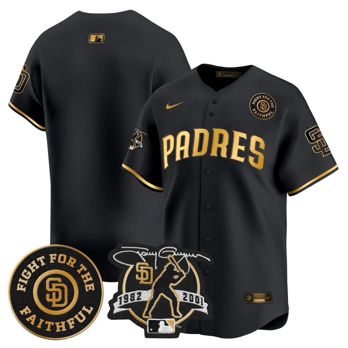 San Diego Padres Tony Gwynn & Faithful Patch Vapor Premier Limited Jersey – Stitched