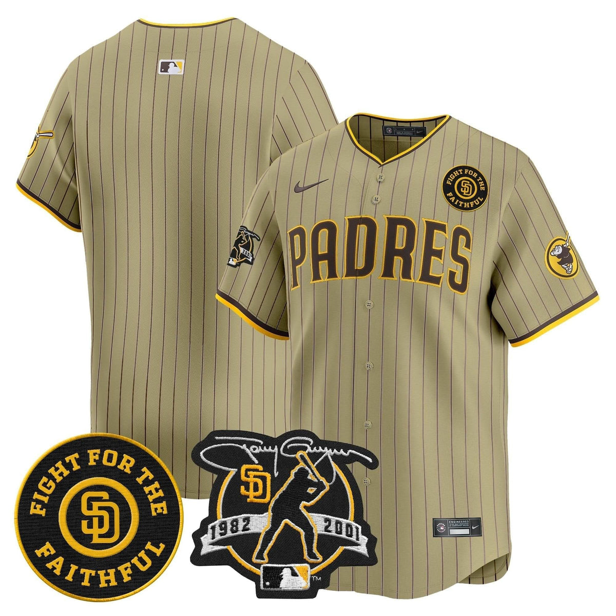 San Diego Padres Tony Gwynn & Faithful Patch Vapor Premier Limited Jersey – Stitched