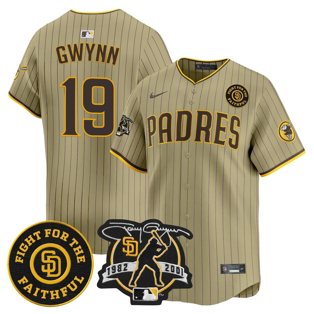 San Diego Padres Tony Gwynn & Faithful Patch Vapor Premier Limited Jersey – Stitched