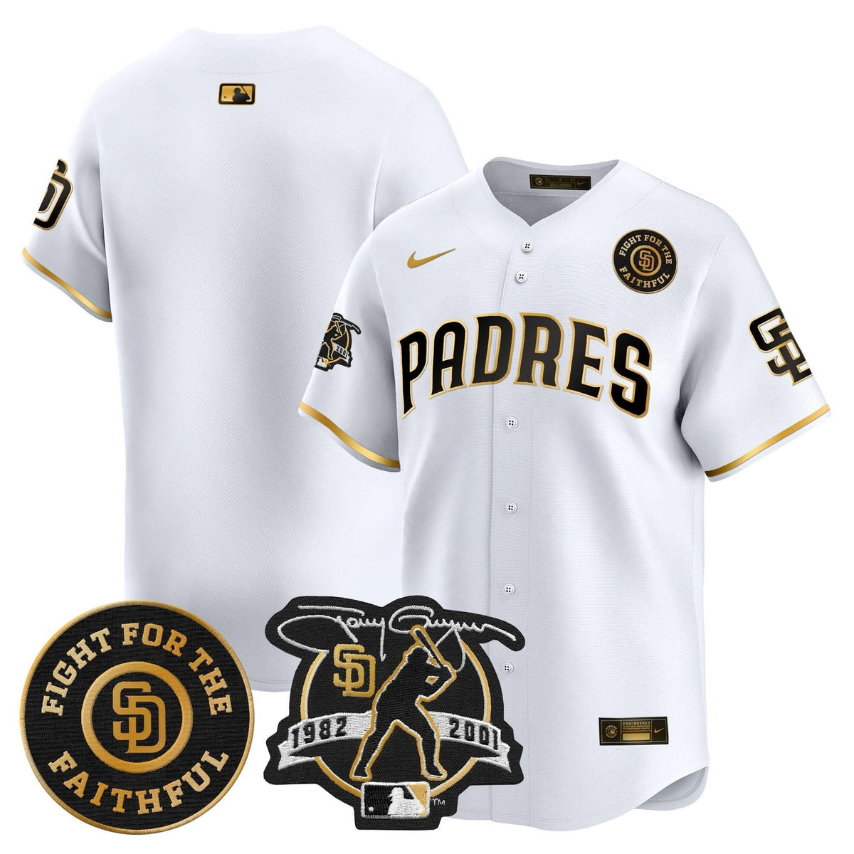 San Diego Padres Tony Gwynn & Faithful Patch Vapor Premier Limited Jersey – Stitched