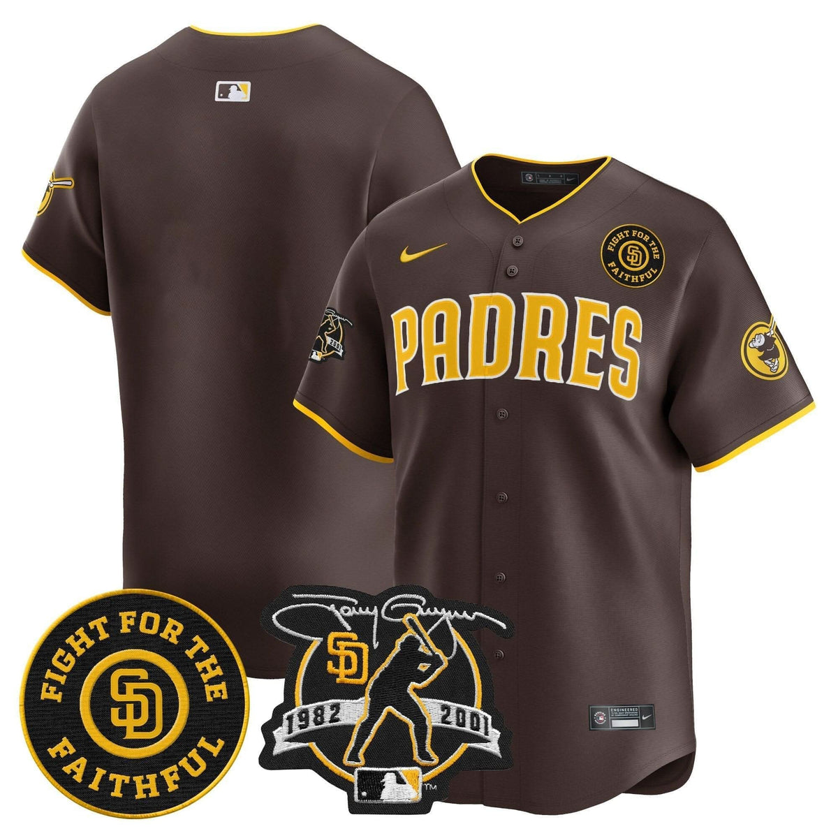 San Diego Padres Tony Gwynn & Faithful Patch Vapor Premier Limited Jersey – Stitched