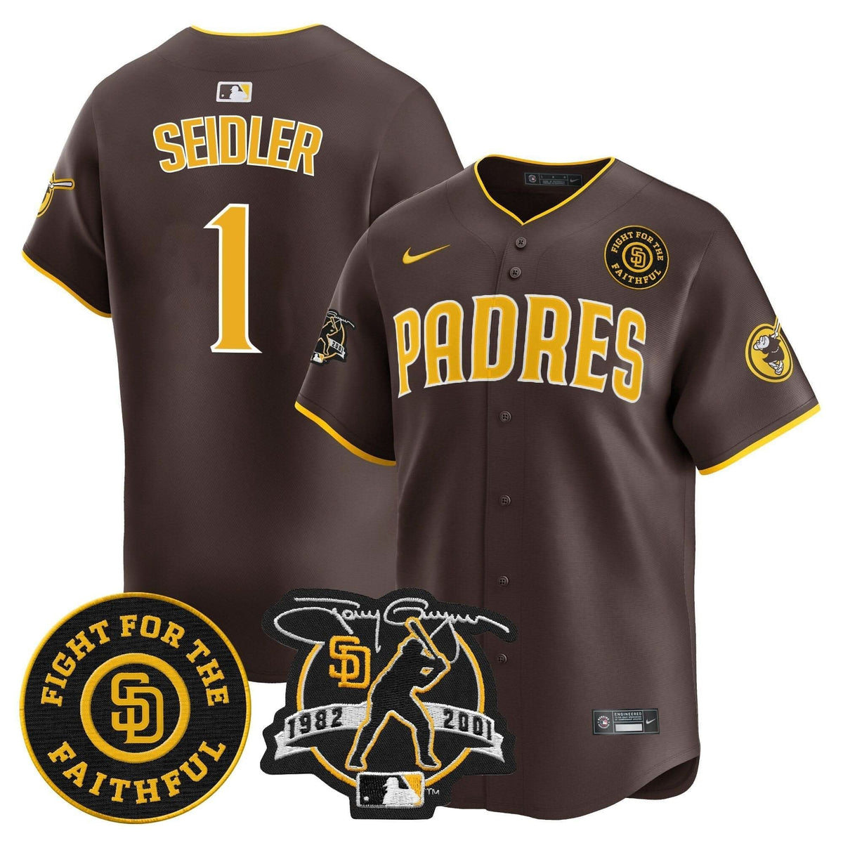 San Diego Padres Tony Gwynn & Faithful Patch Vapor Premier Limited Jersey – Stitched