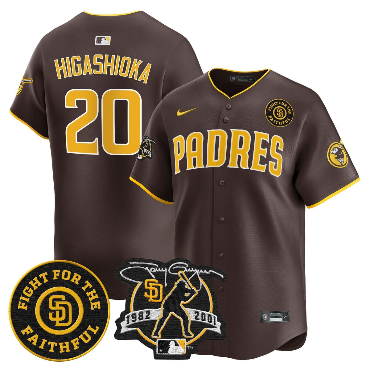 San Diego Padres Tony Gwynn & Faithful Patch Vapor Premier Limited Jersey – Stitched
