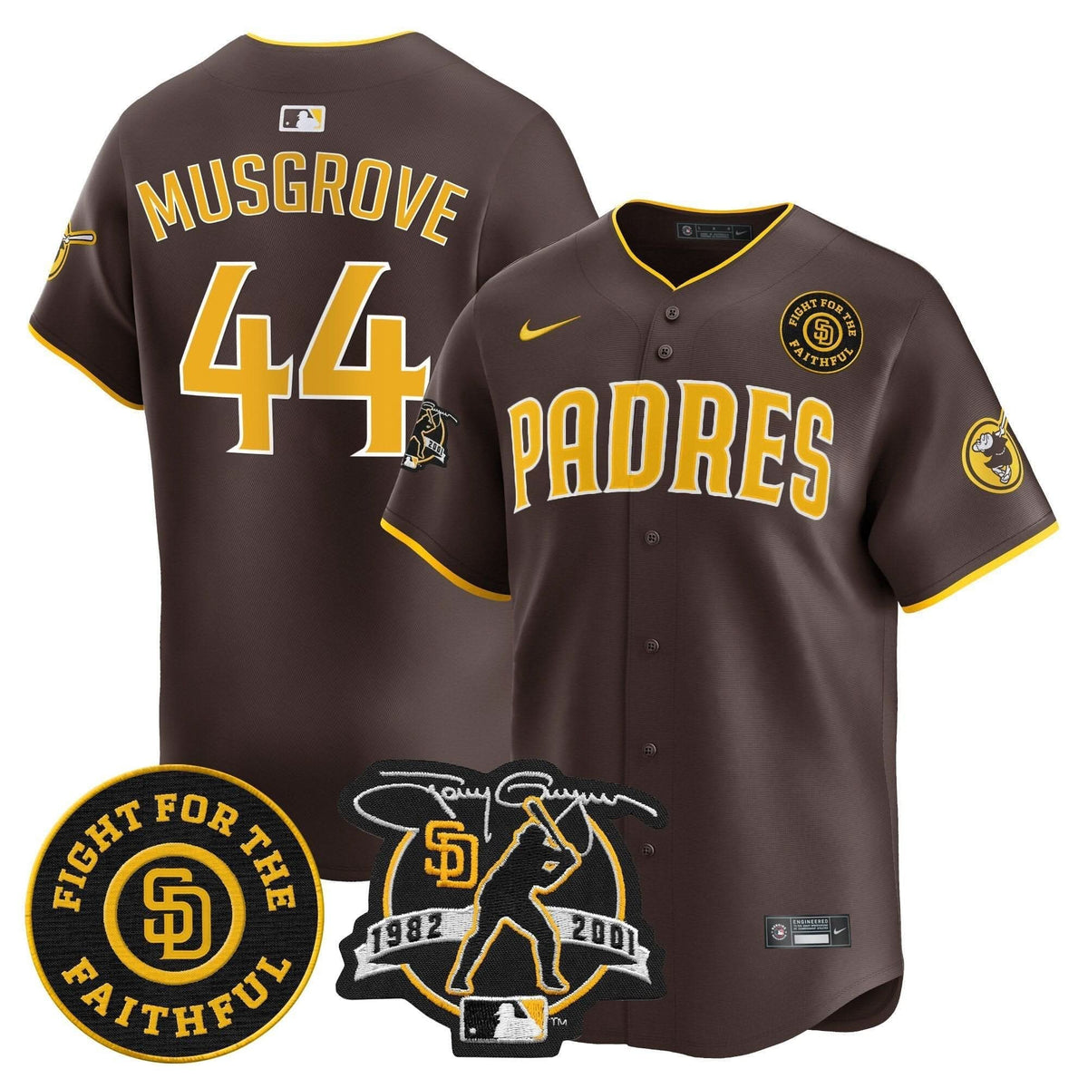 San Diego Padres Tony Gwynn & Faithful Patch Vapor Premier Limited Jersey – Stitched