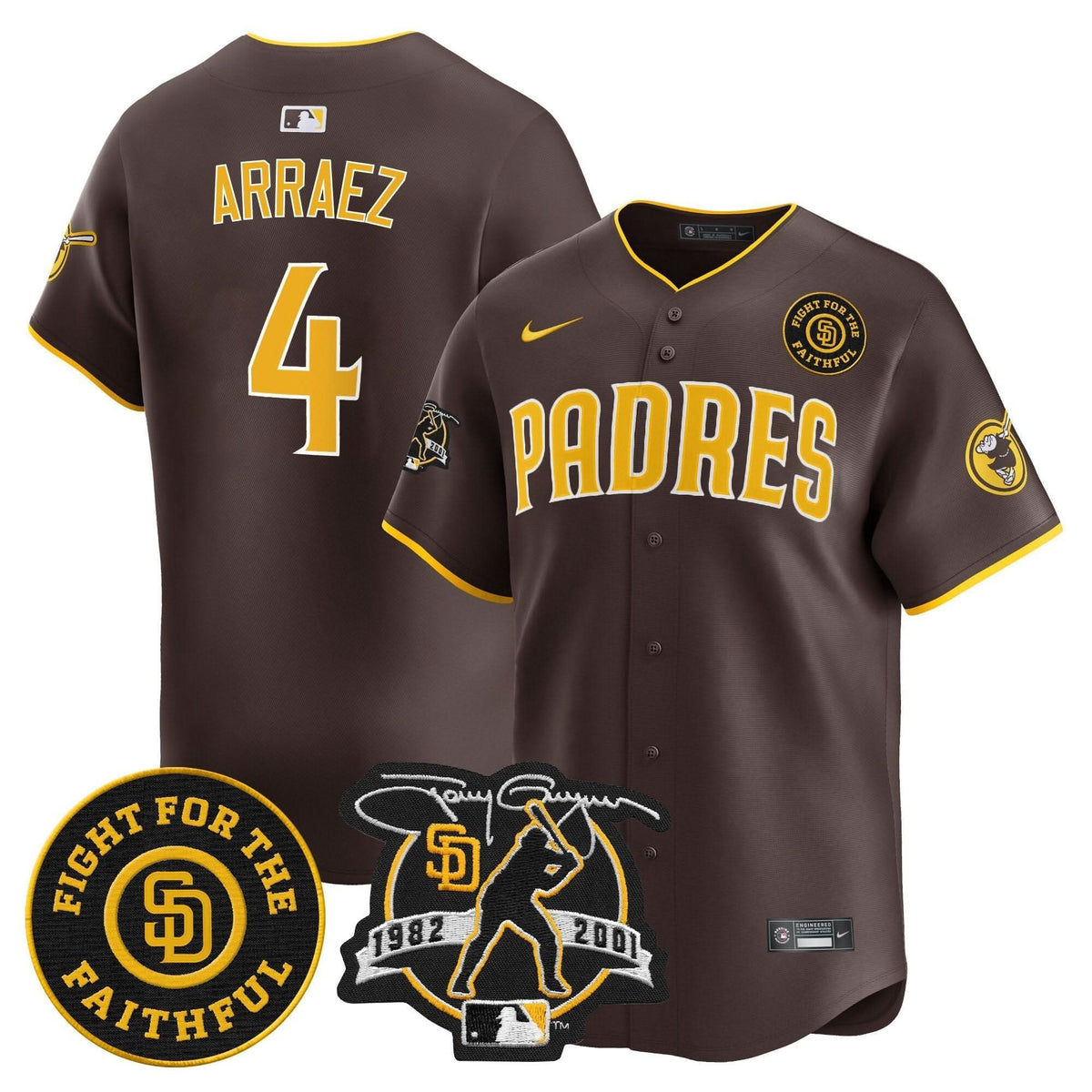 San Diego Padres Tony Gwynn & Faithful Patch Vapor Premier Limited Jersey – Stitched