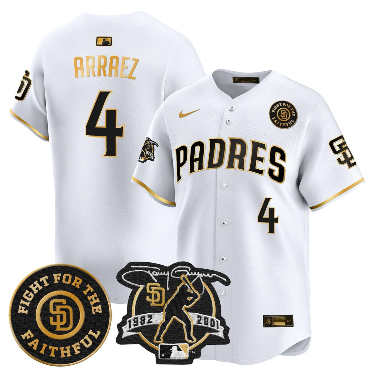 San Diego Padres Tony Gwynn & Faithful Patch Vapor Premier Limited Jersey – Stitched