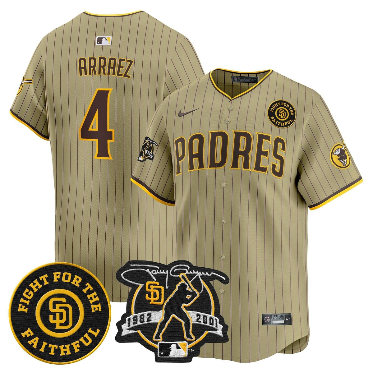 San Diego Padres Tony Gwynn & Faithful Patch Vapor Premier Limited Jersey – Stitched