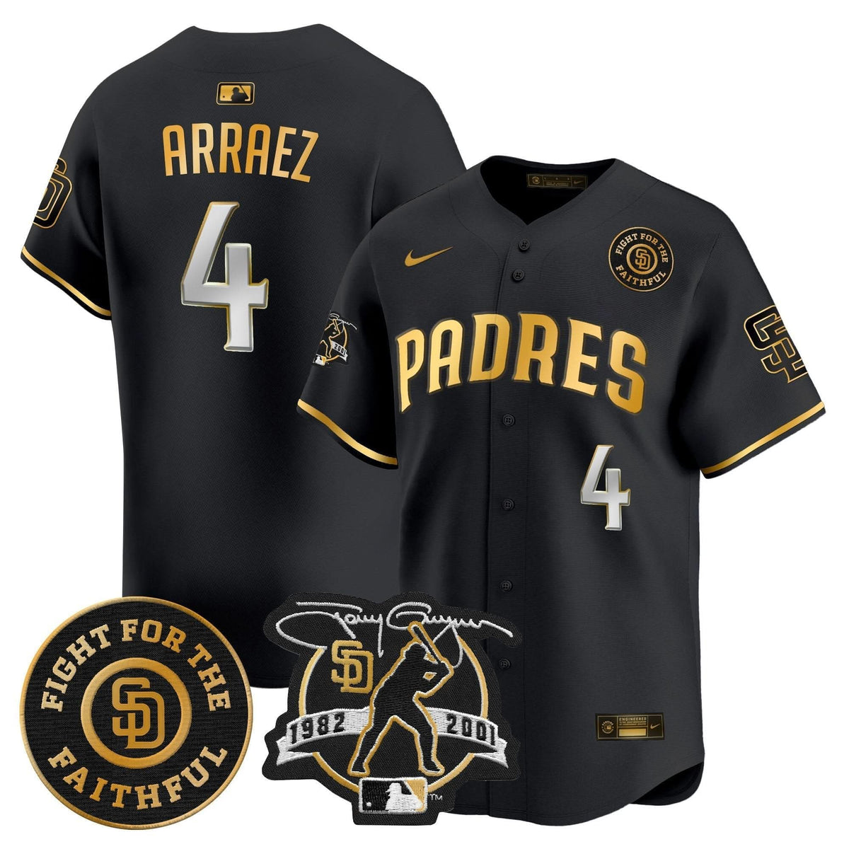 San Diego Padres Tony Gwynn & Faithful Patch Vapor Premier Limited Jersey – Stitched