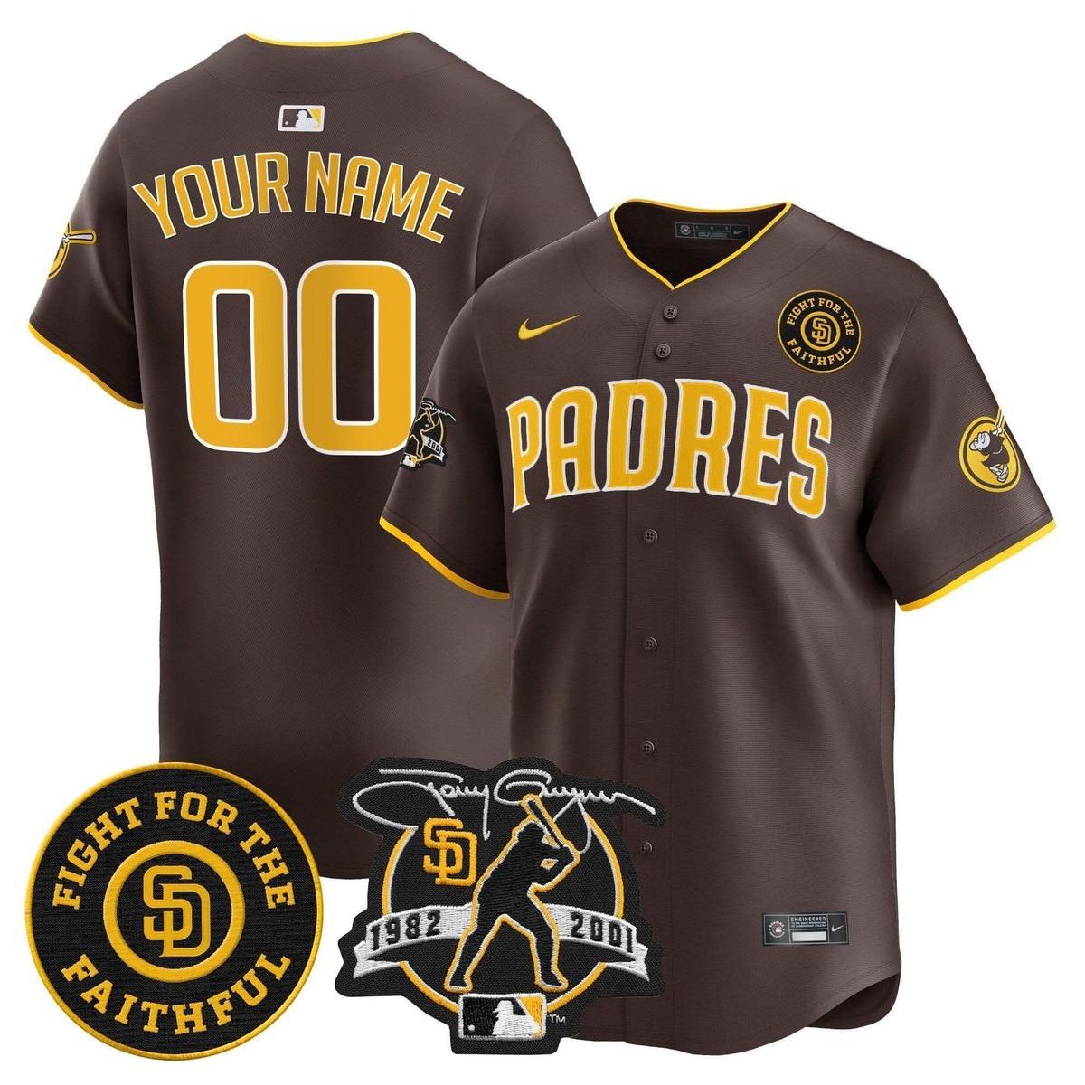 San Diego Padres Tony Gwynn & Faithful Patch Vapor Premier Limited Custom Jersey – Stitched