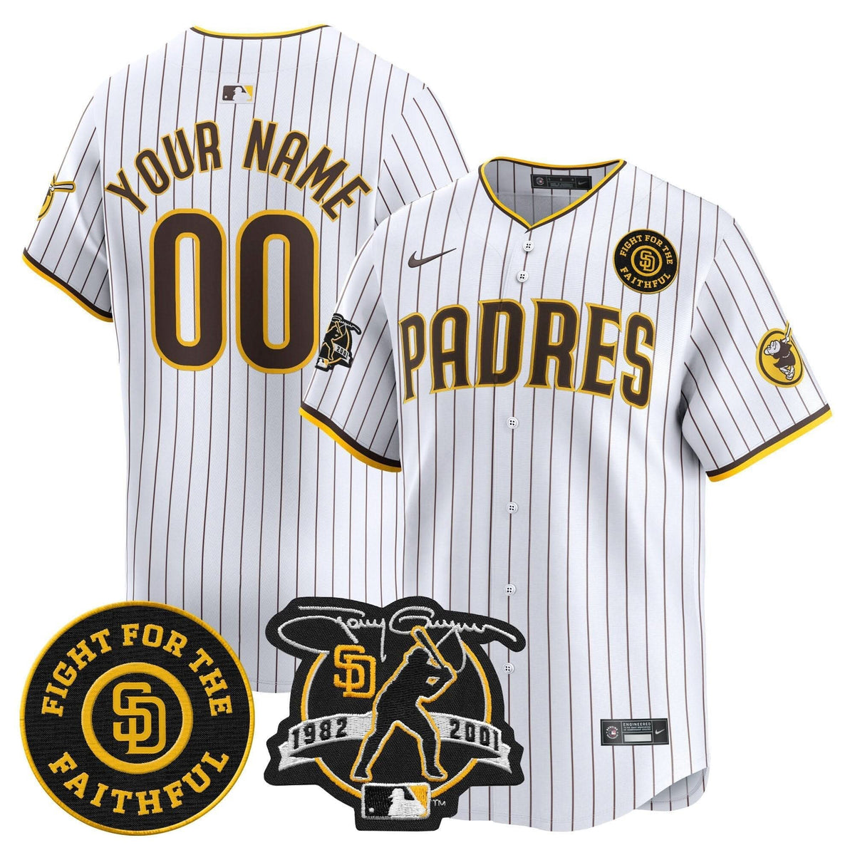 San Diego Padres Tony Gwynn & Faithful Patch Vapor Premier Limited Custom Jersey – Stitched