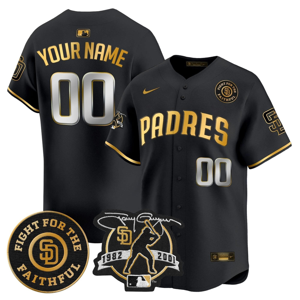 San Diego Padres Tony Gwynn & Faithful Patch Vapor Premier Limited Custom Jersey – Stitched