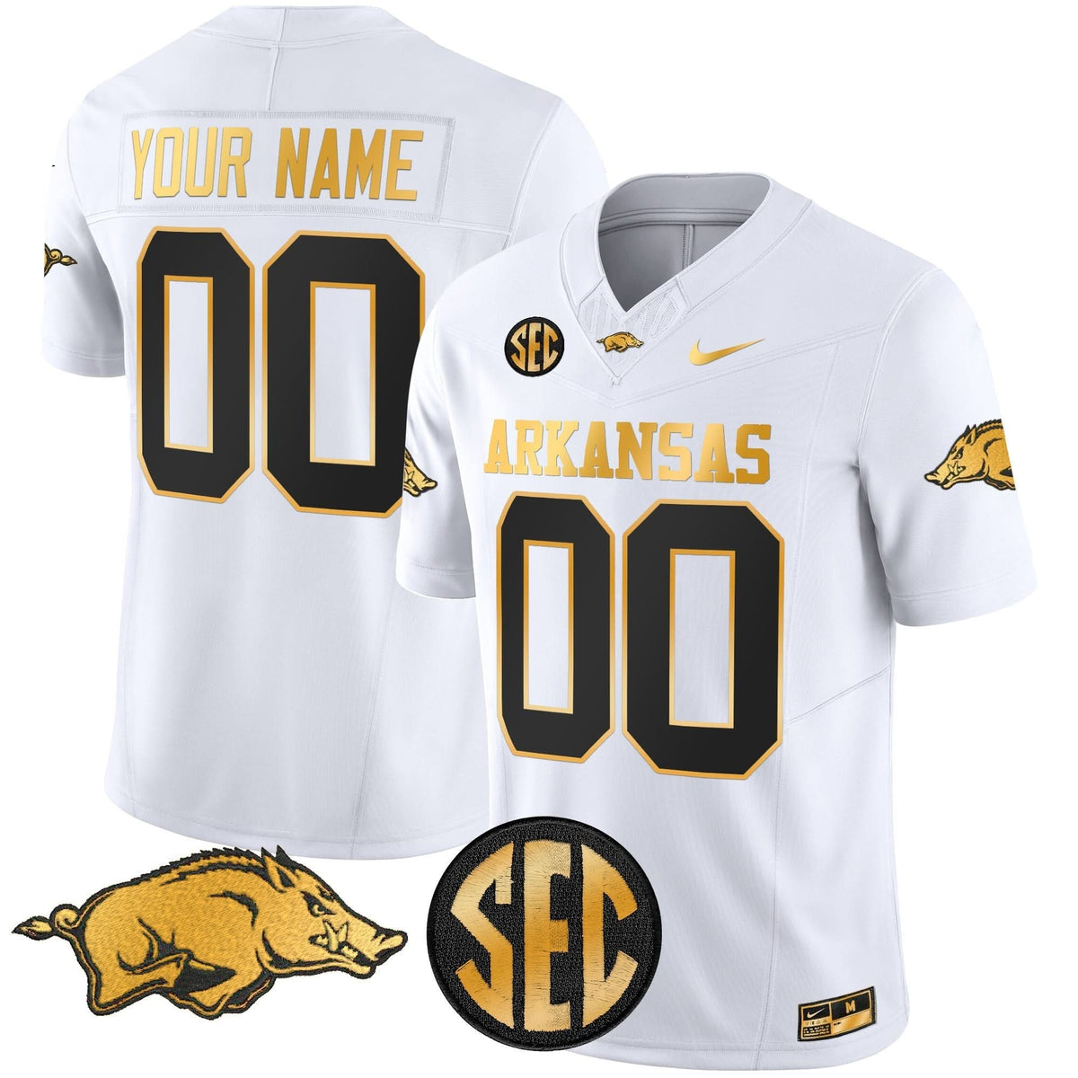 Arkansas Razorbacks Gold Vapor Limited Custom Jersey