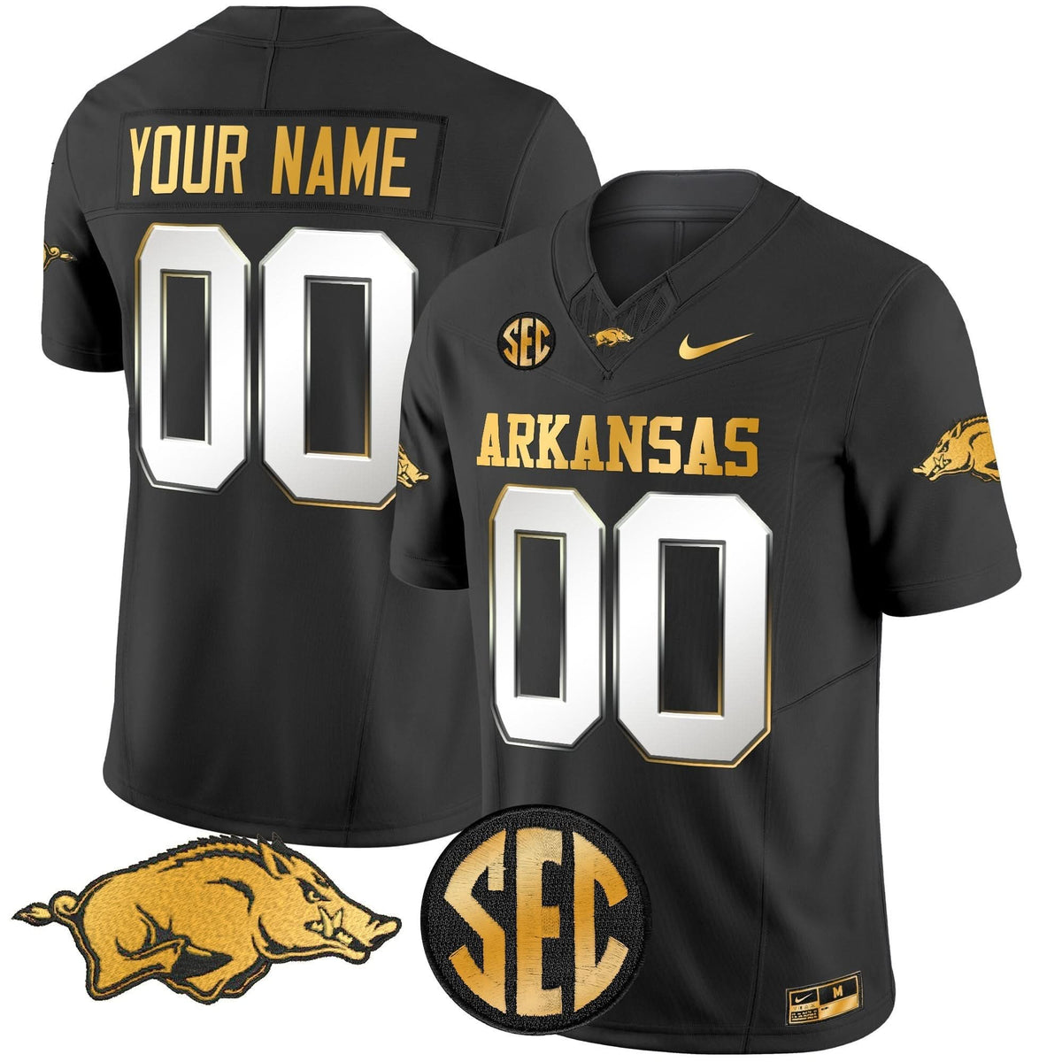 Arkansas Razorbacks Gold Vapor Limited Custom Jersey