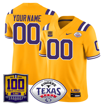 LSU Tigers 100 Years of Tiger Stadium & Texas Bowl Patch Vapor Limited Custom Jersey-Cuztomshoes