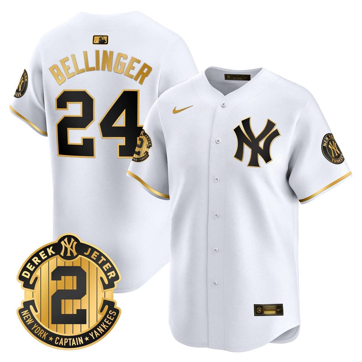 New York Yankees Derek Jeter Patch Vapor Premier Limited Jersey - Stitched