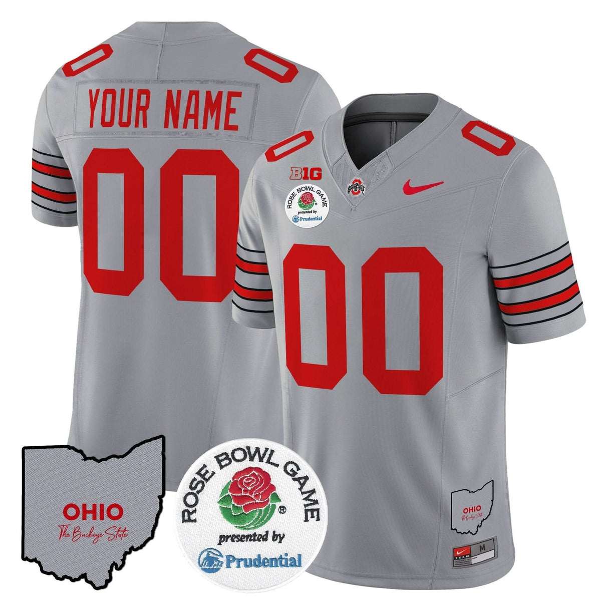 Ohio State Buckeyes 'Heritage Stripe' Rose Bowl Vapor Limited Custom Jersey