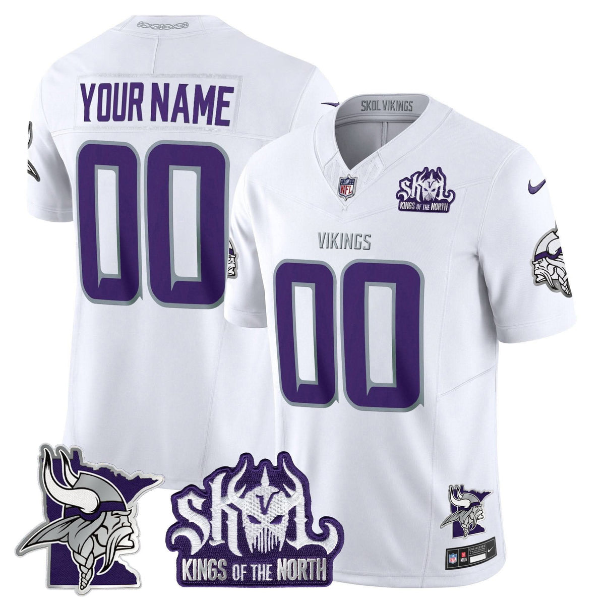 Minnesota Vikings Kings Of The North Patch Vapor Limited Custom Jersey V3-Cuztomshoes