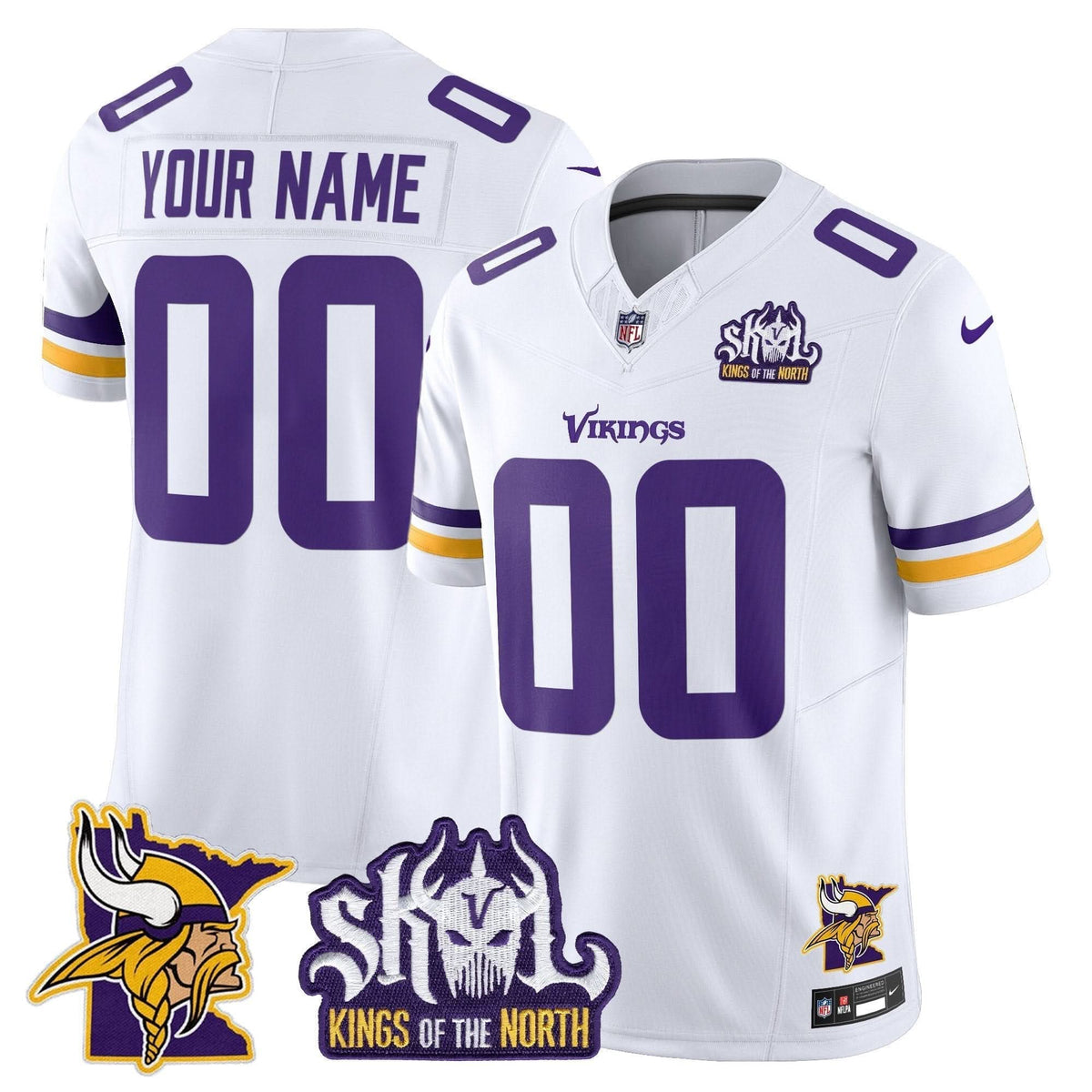 Minnesota Vikings Kings Of The North Patch Vapor Limited Custom Jersey V3-Cuztomshoes