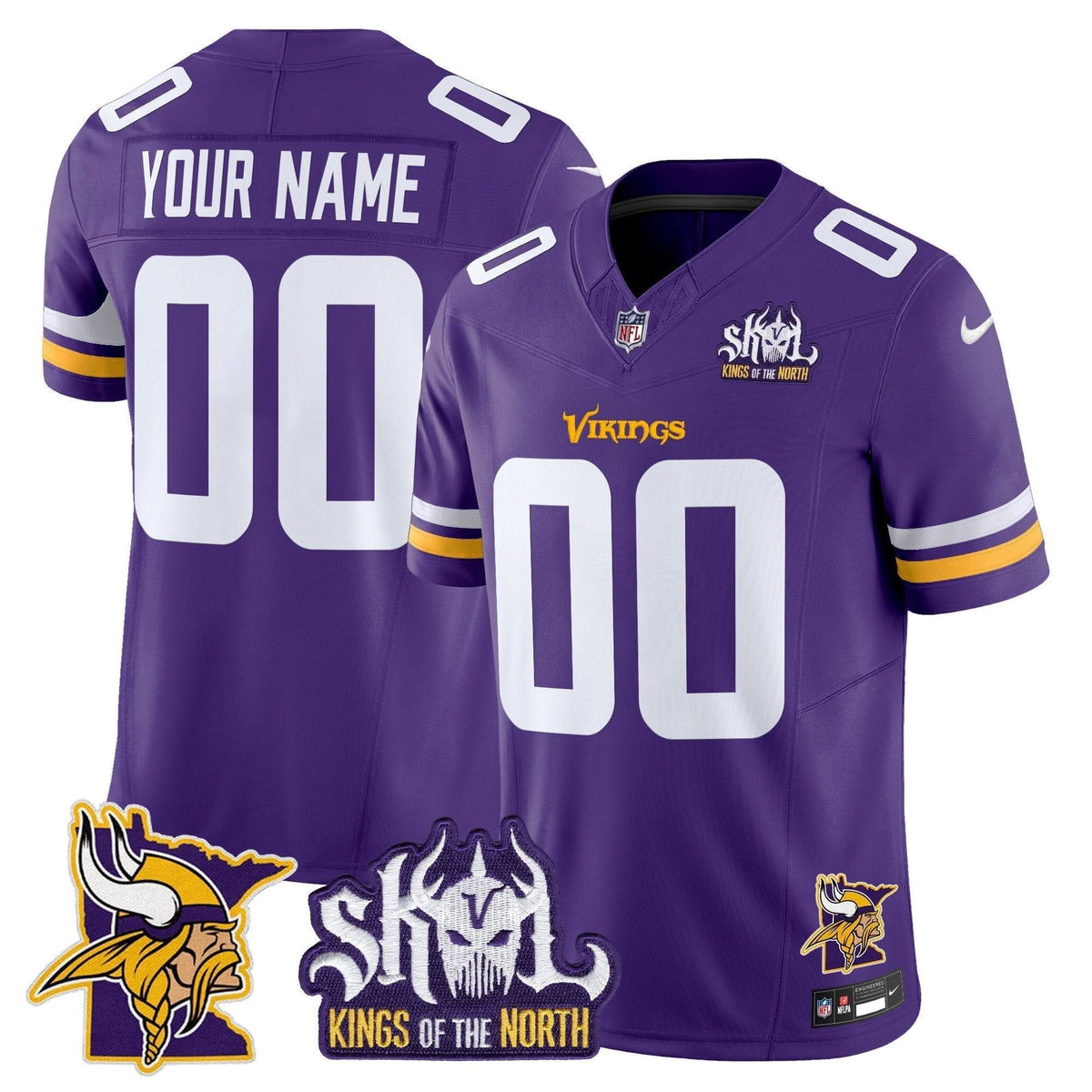 Minnesota Vikings Kings Of The North Patch Vapor Limited Custom Jersey V3-Cuztomshoes