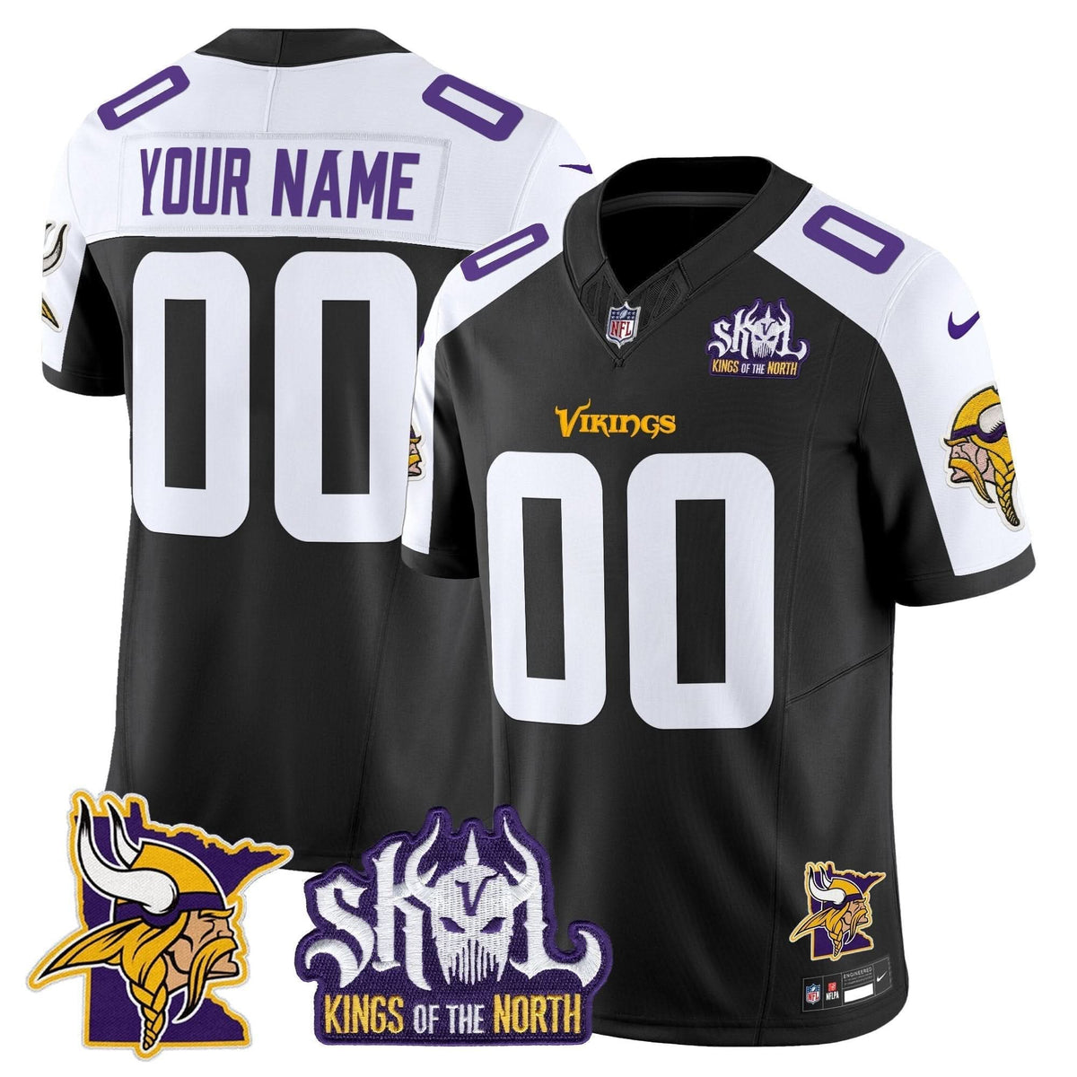Minnesota Vikings Kings Of The North Patch Vapor Limited Custom Jersey V3-Cuztomshoes