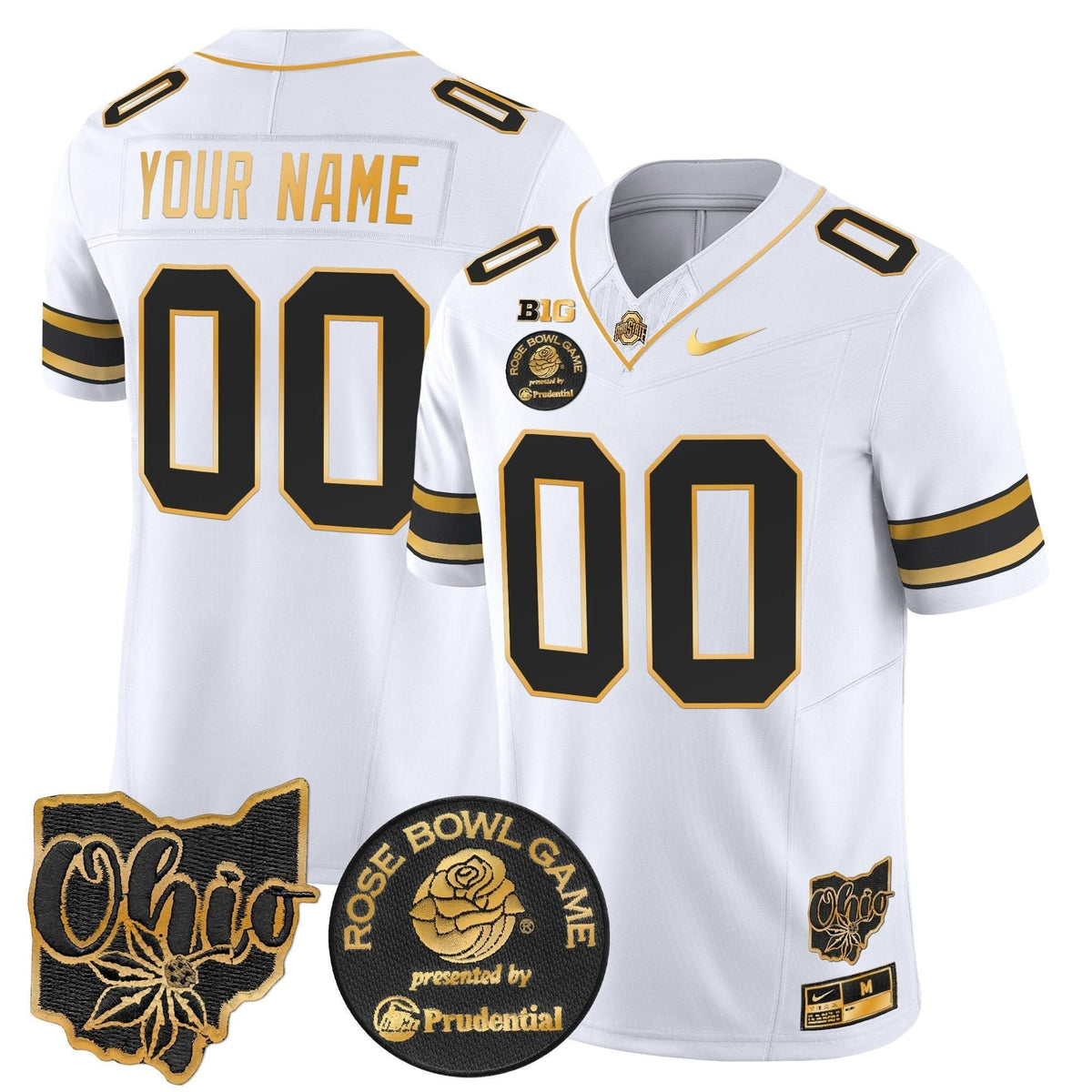 Ohio State Buckeyes Rose Bowl Gold Vapor Limited Custom Jersey