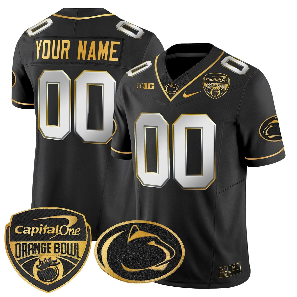 Penn State Nittany Lions Orange Bowl Patch Gold Vapor Limited Custom Jersey