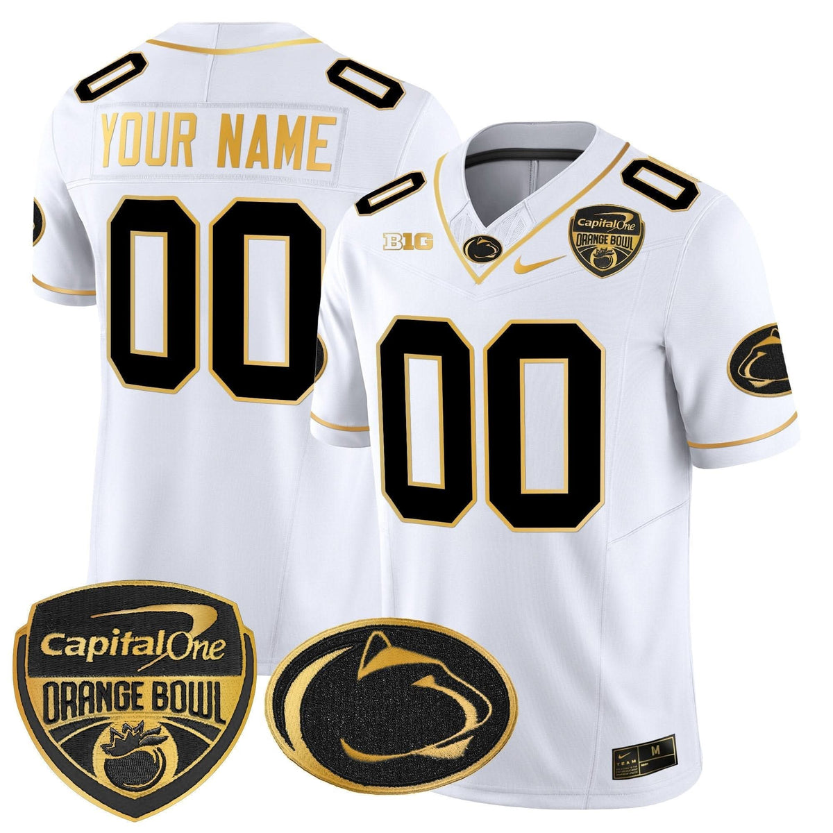 Penn State Nittany Lions Orange Bowl Patch Gold Vapor Limited Custom Jersey