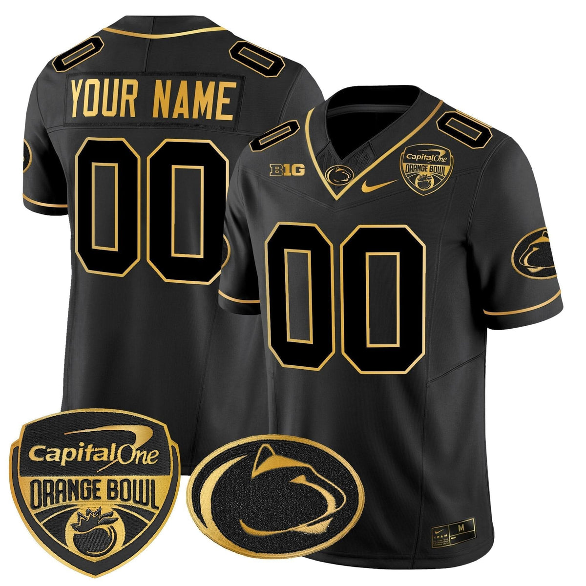 Penn State Nittany Lions Orange Bowl Patch Gold Vapor Limited Custom Jersey