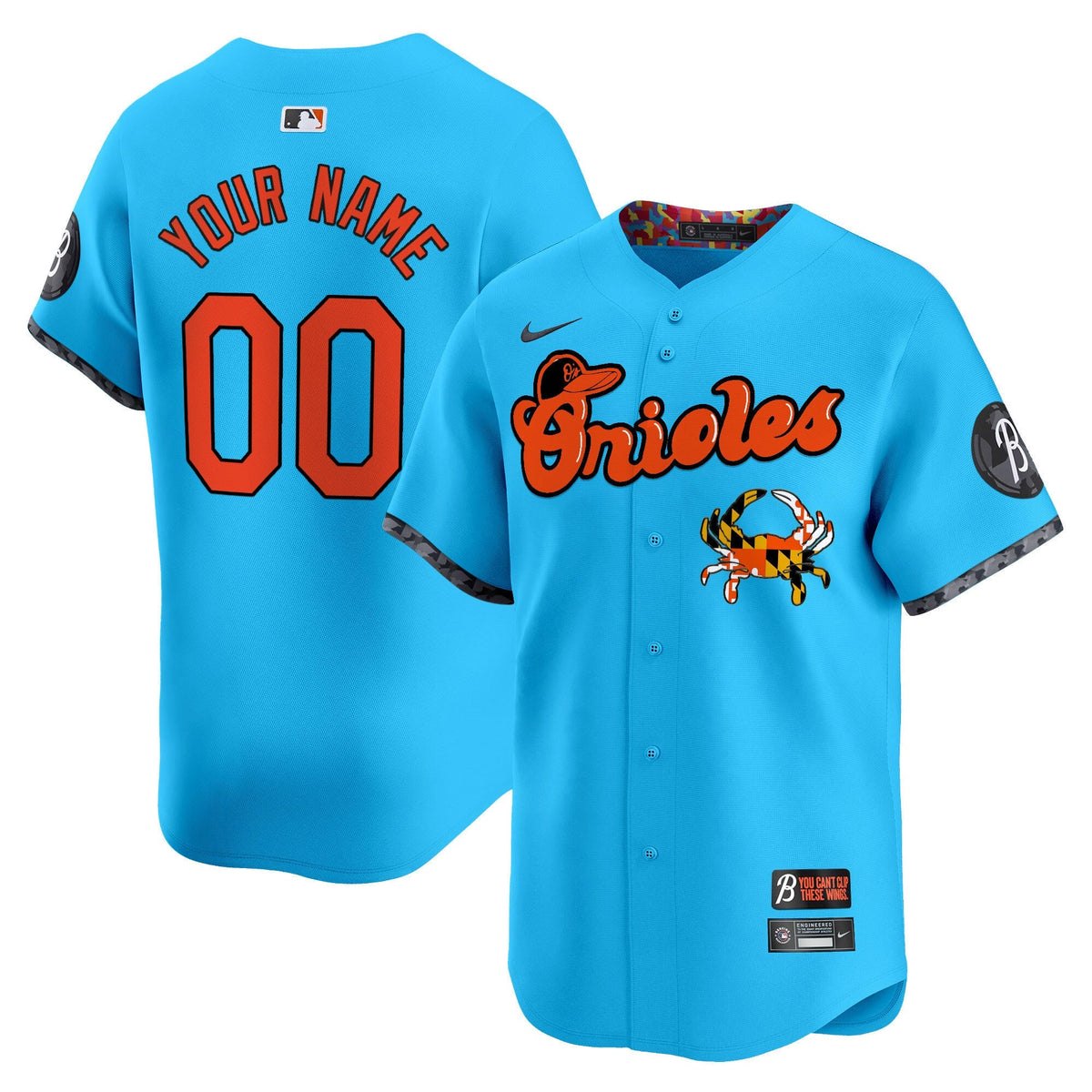 Baltimore Orioles Maryland Blue Crab Vapor Premier Limited Custom Jersey - Stitched