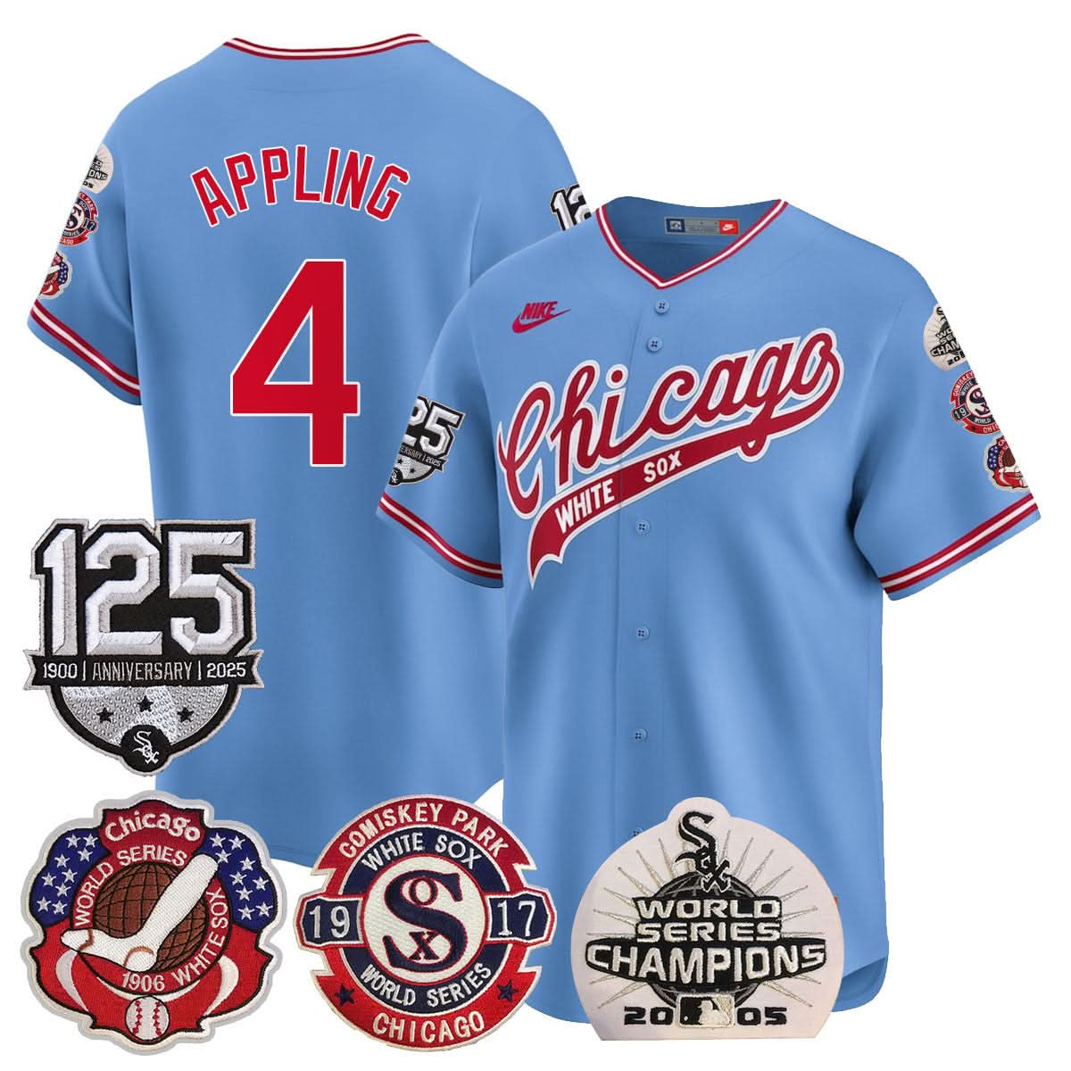 Chicago White Sox 125th Anniversary - World Series Champions Jersey - Stitched-Cuztomshoes