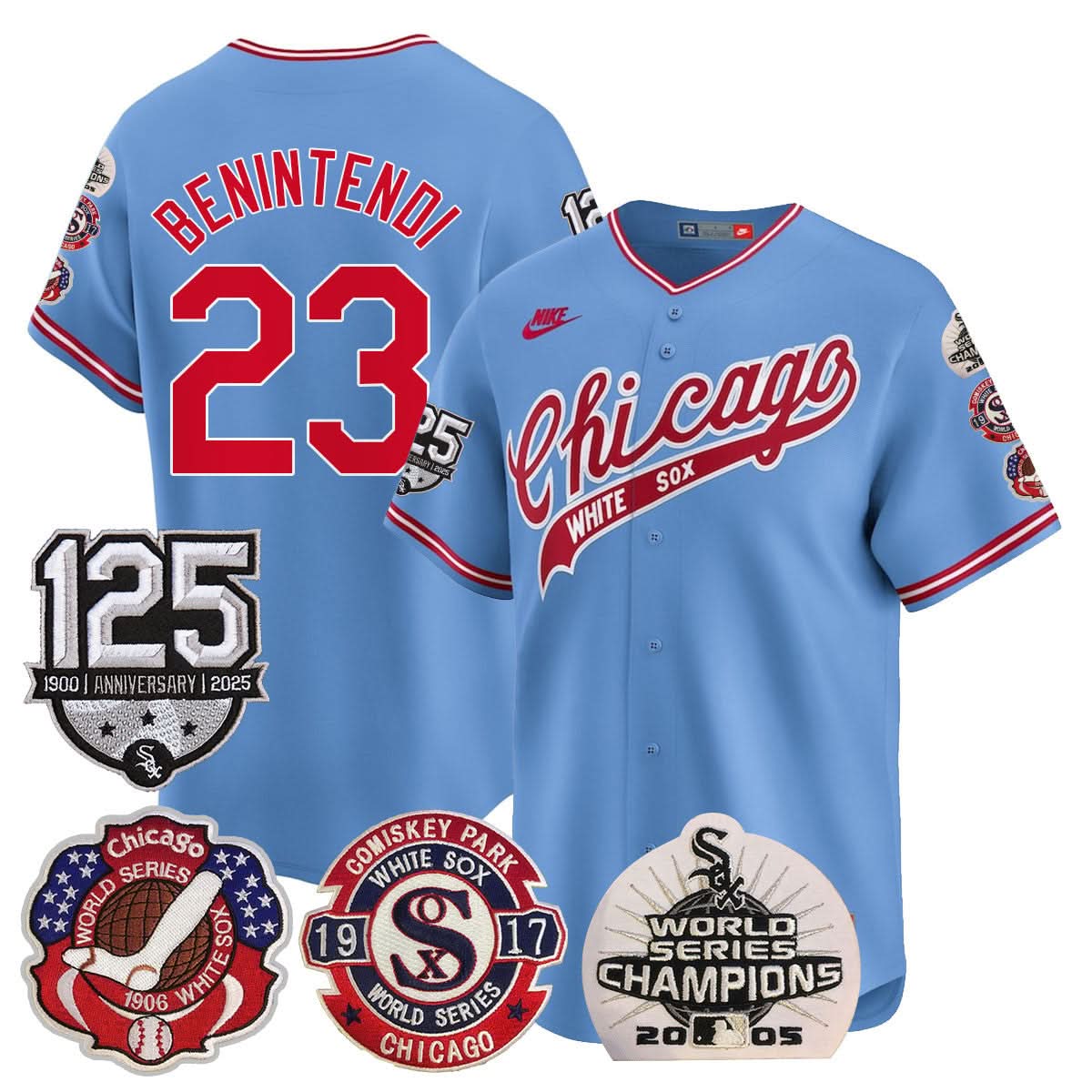 Chicago White Sox 125th Anniversary - World Series Champions Jersey - Stitched-Cuztomshoes
