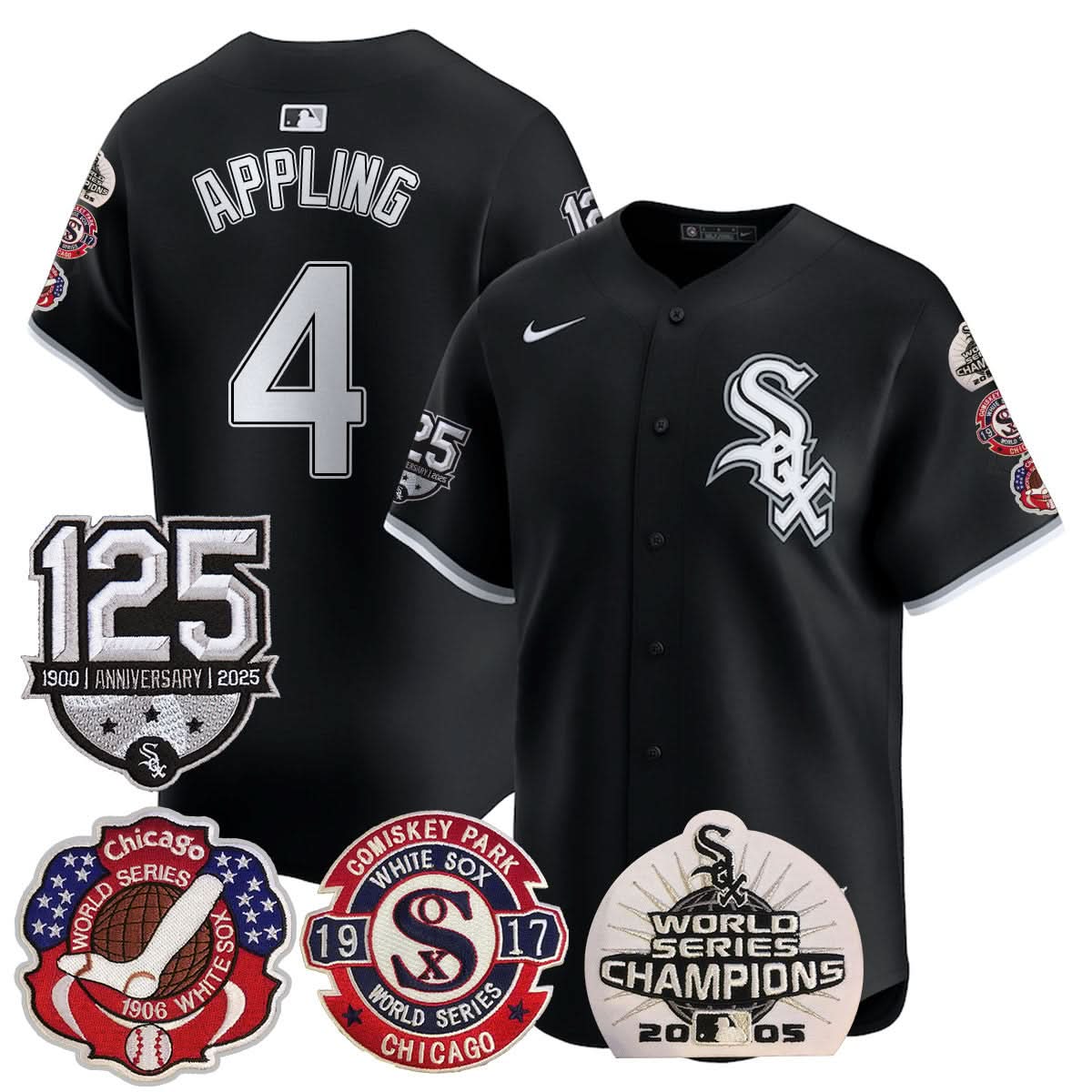 Chicago White Sox 125th Anniversary - World Series Champions Jersey - Stitched-Cuztomshoes