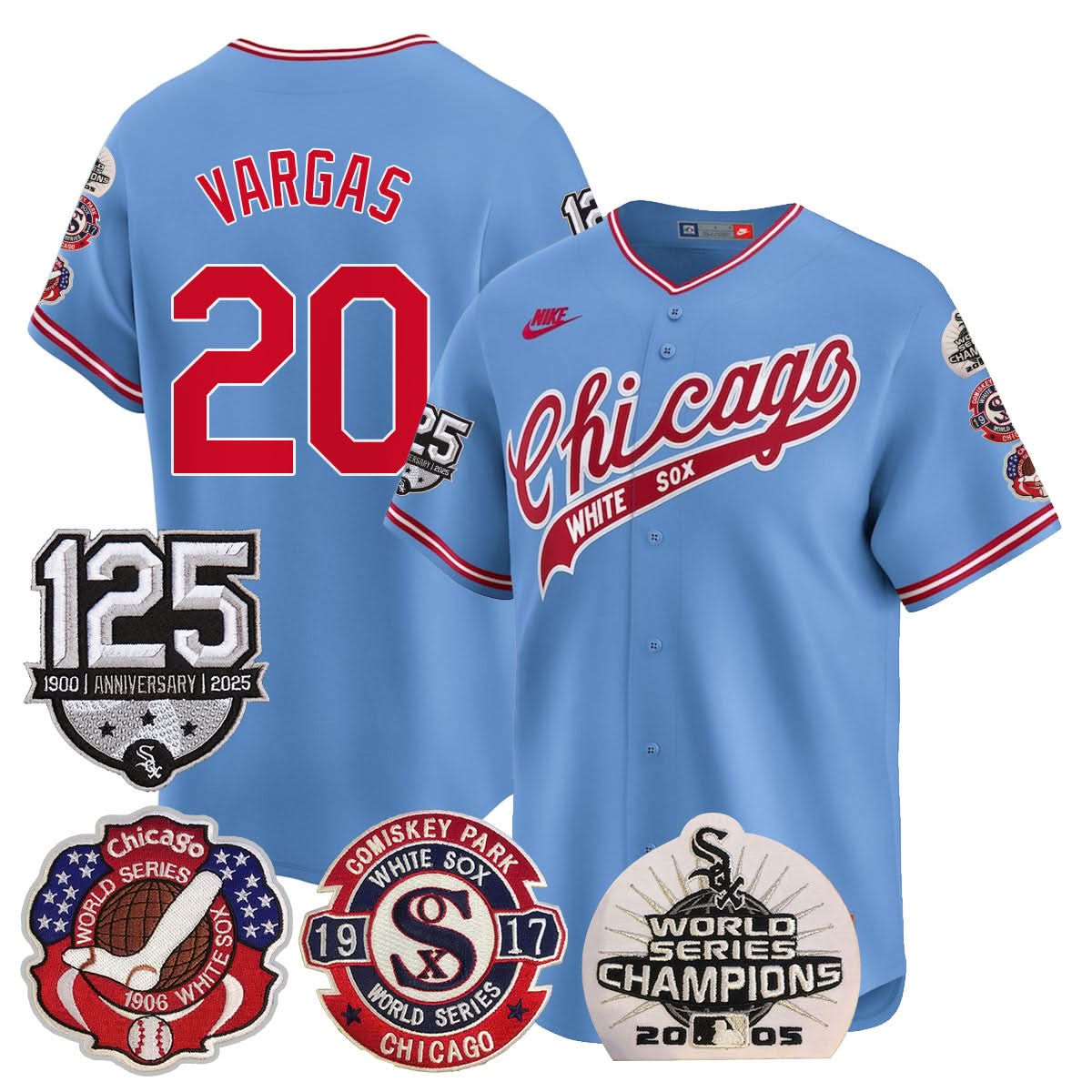 Chicago White Sox 125th Anniversary - World Series Champions Jersey - Stitched-Cuztomshoes