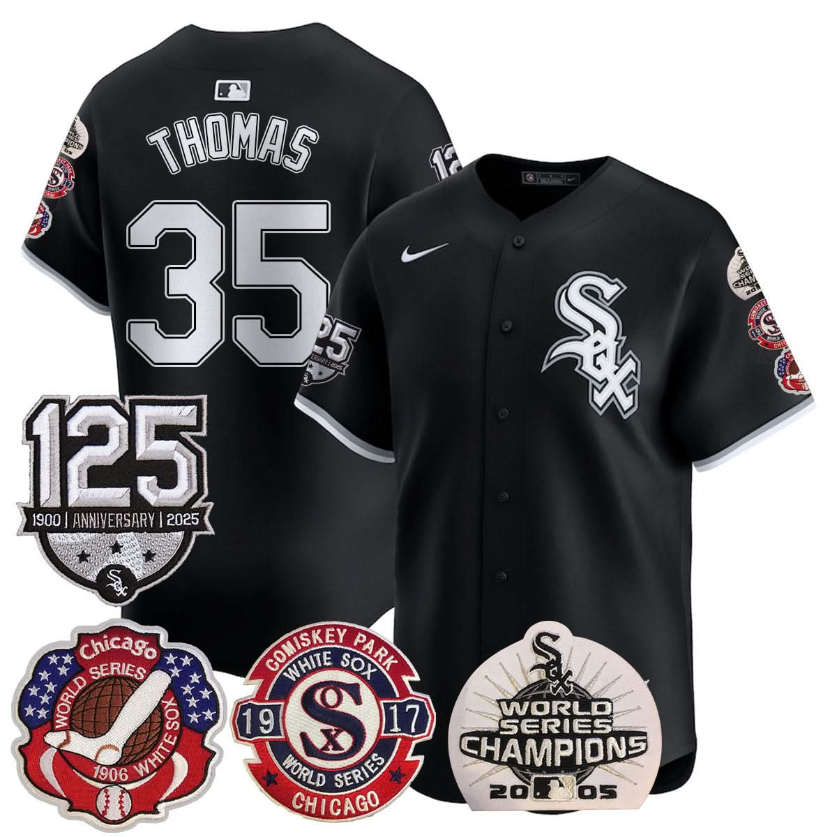 Chicago White Sox 125th Anniversary - World Series Champions Jersey - Stitched-Cuztomshoes
