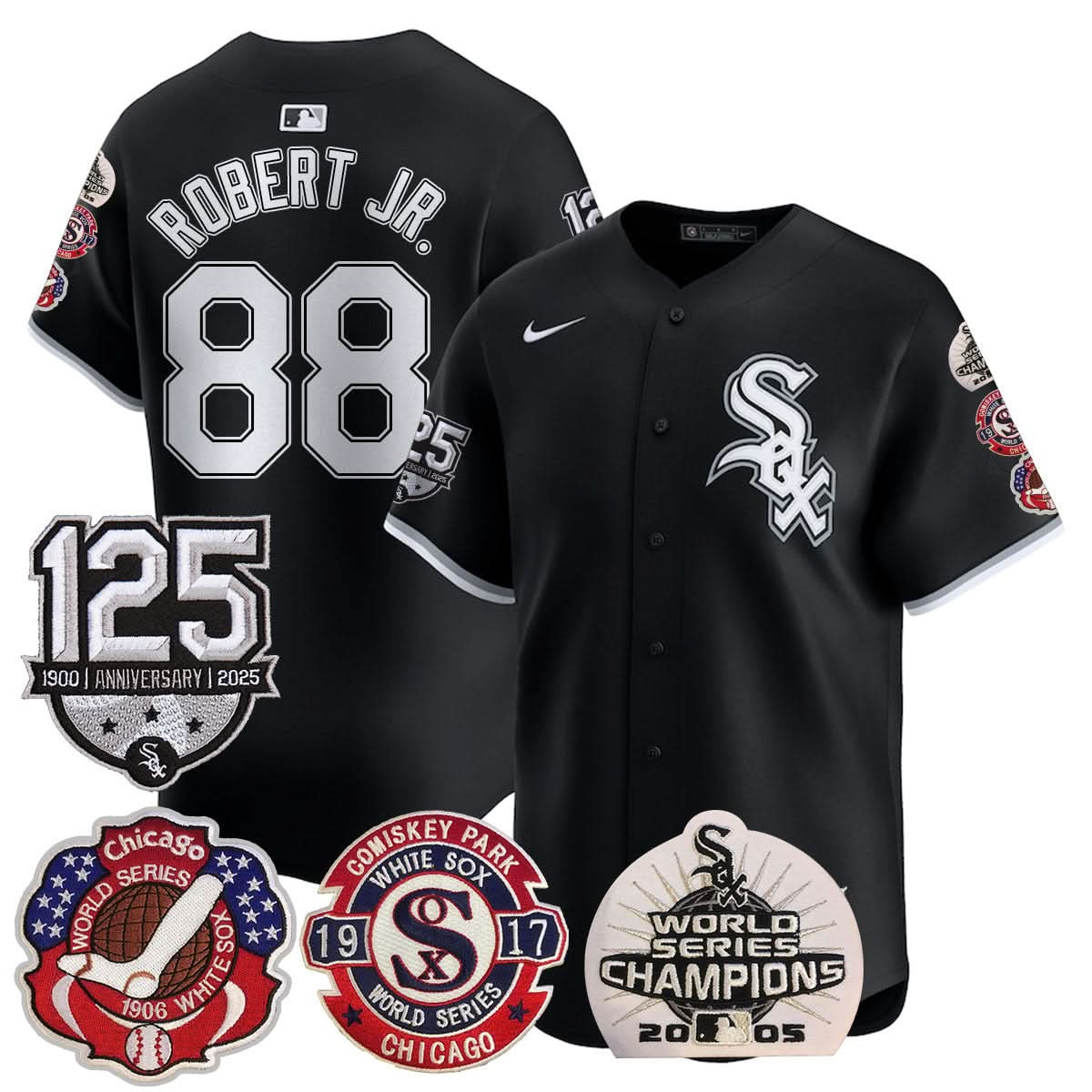 Chicago White Sox 125th Anniversary - World Series Champions Jersey - Stitched-Cuztomshoes
