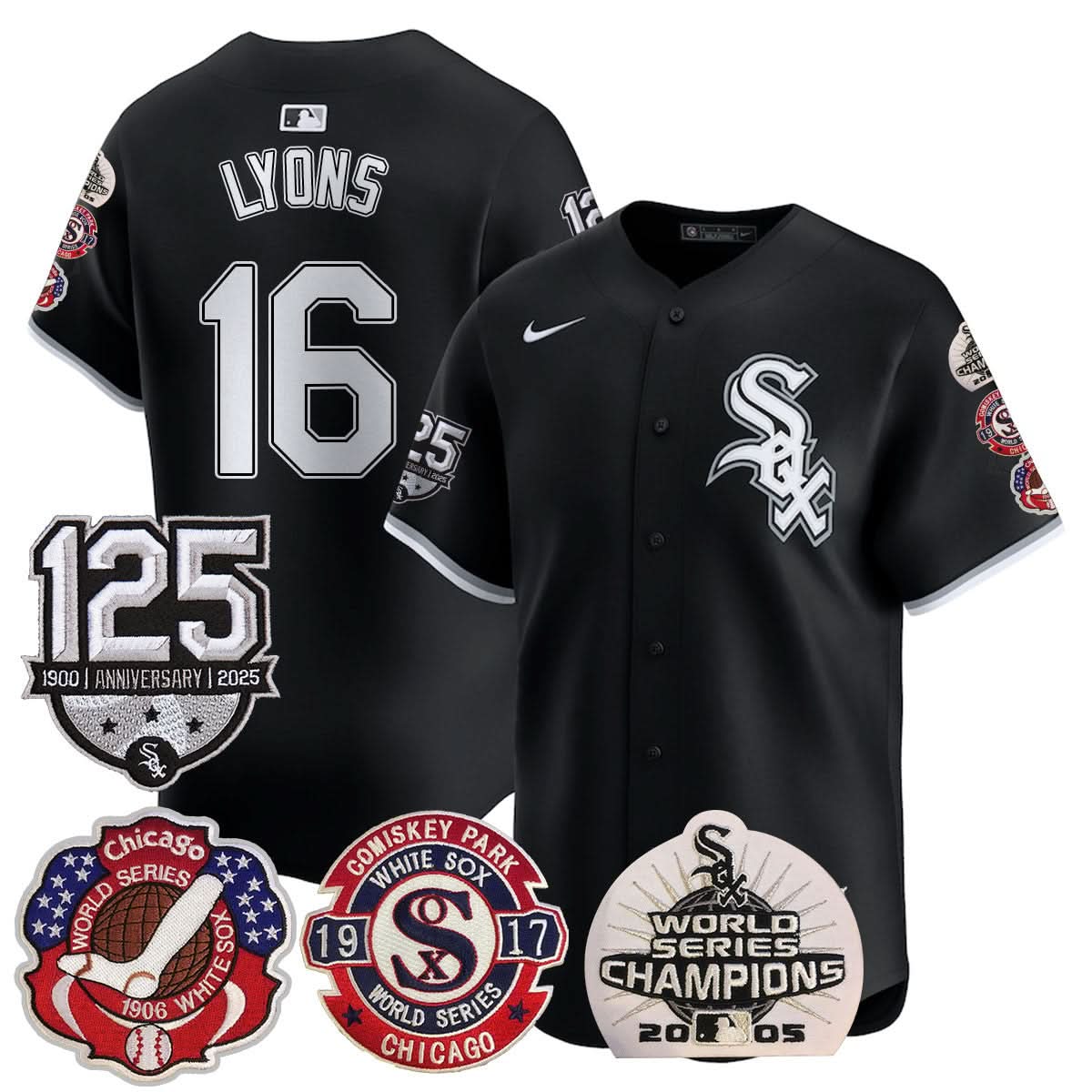 Chicago White Sox 125th Anniversary - World Series Champions Jersey - Stitched-Cuztomshoes