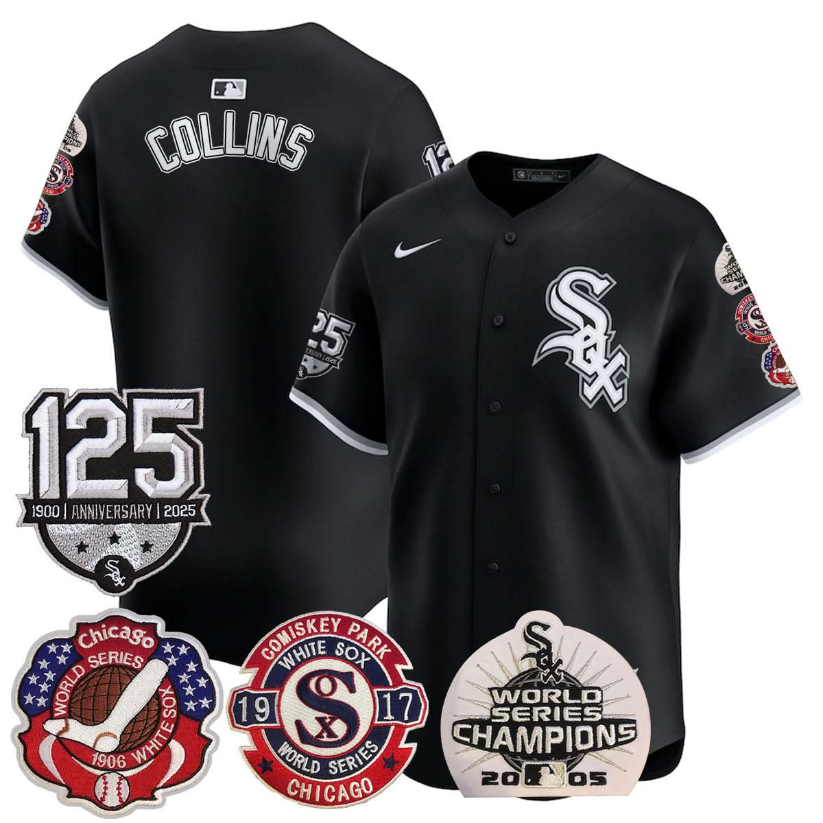 Chicago White Sox 125th Anniversary - World Series Champions Jersey - Stitched-Cuztomshoes