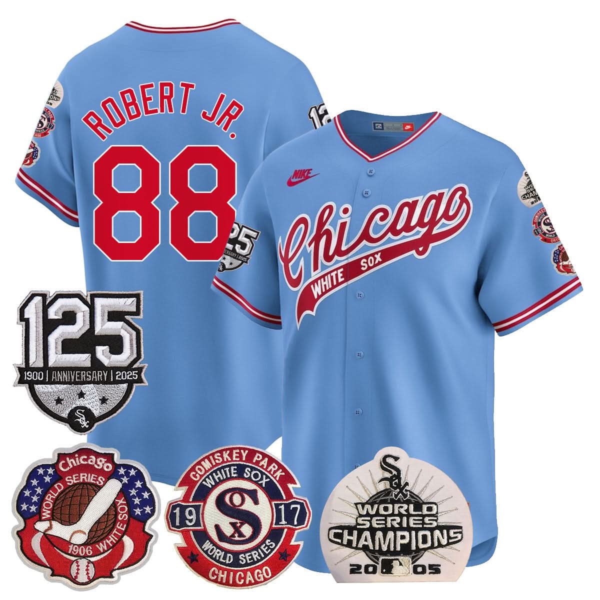 Chicago White Sox 125th Anniversary - World Series Champions Jersey - Stitched-Cuztomshoes