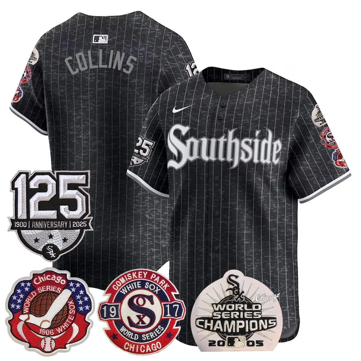 Chicago White Sox 125th Anniversary - World Series Champions Jersey - Stitched-Cuztomshoes