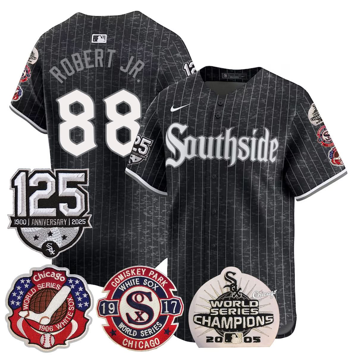 Chicago White Sox 125th Anniversary - World Series Champions Jersey - Stitched-Cuztomshoes