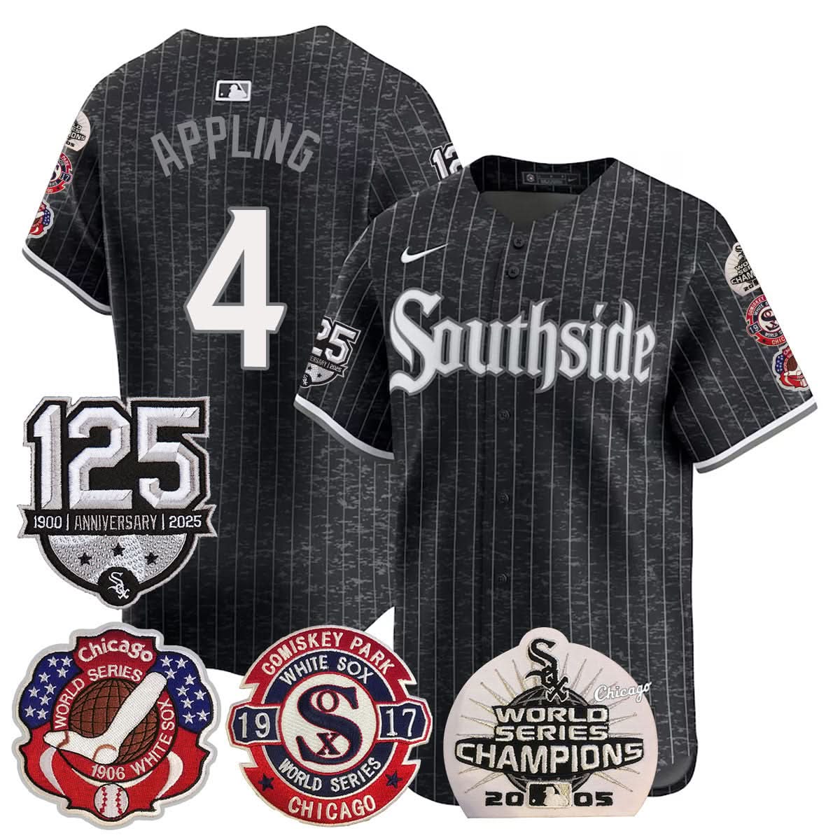 Chicago White Sox 125th Anniversary - World Series Champions Jersey - Stitched-Cuztomshoes