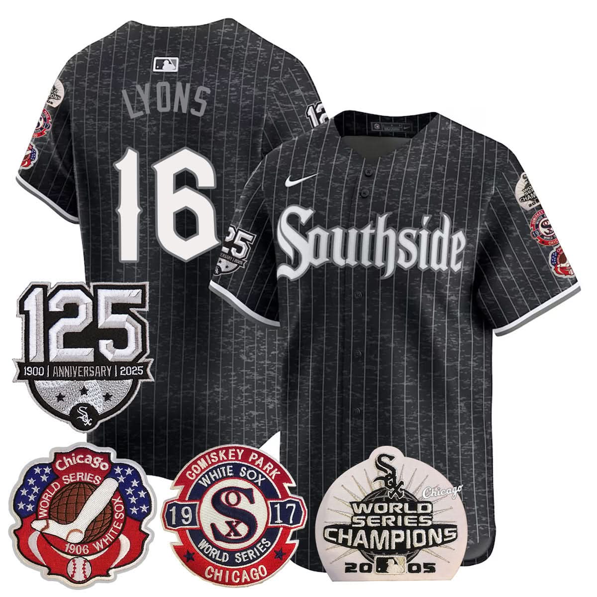 Chicago White Sox 125th Anniversary - World Series Champions Jersey - Stitched-Cuztomshoes