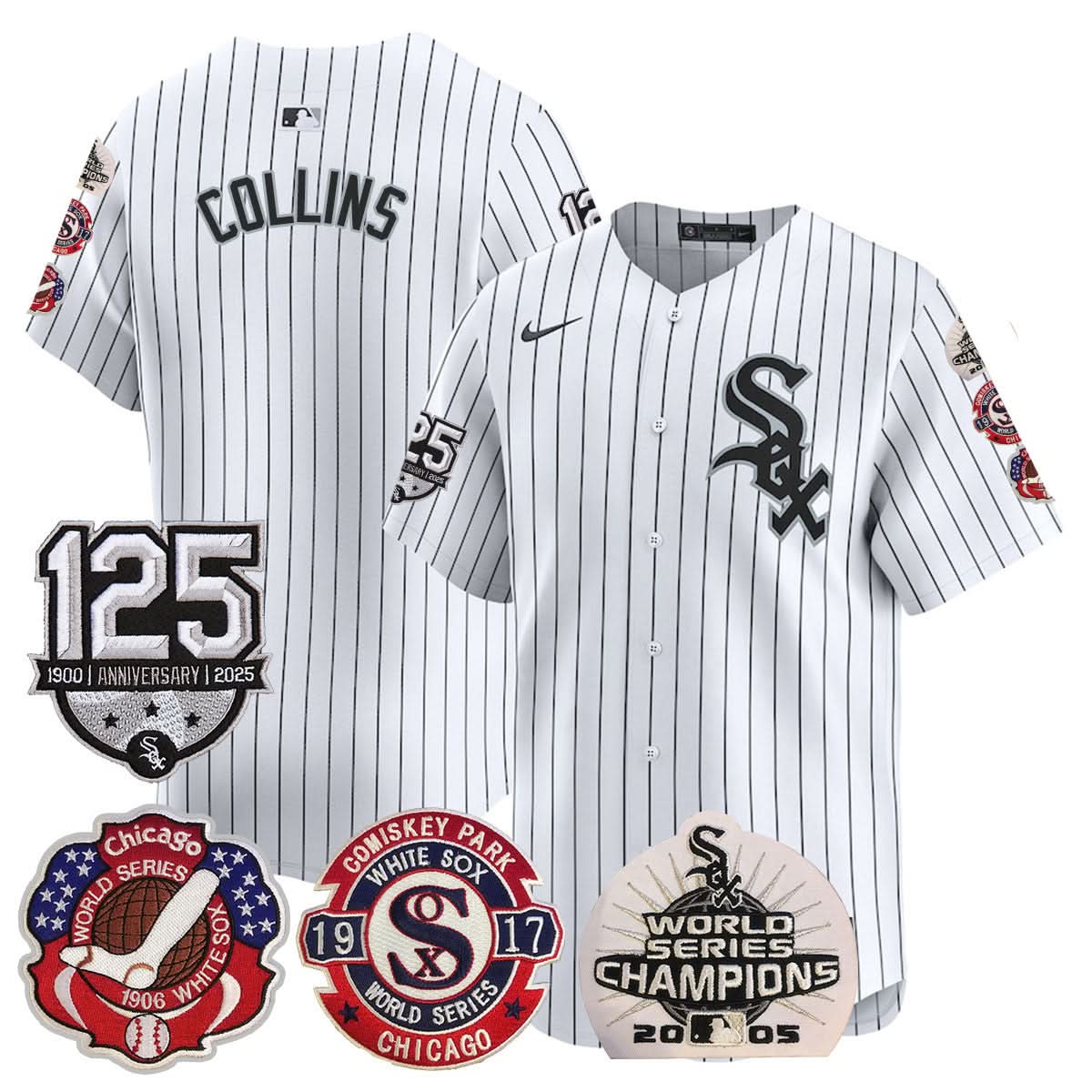 Chicago White Sox 125th Anniversary - World Series Champions Jersey - Stitched-Cuztomshoes