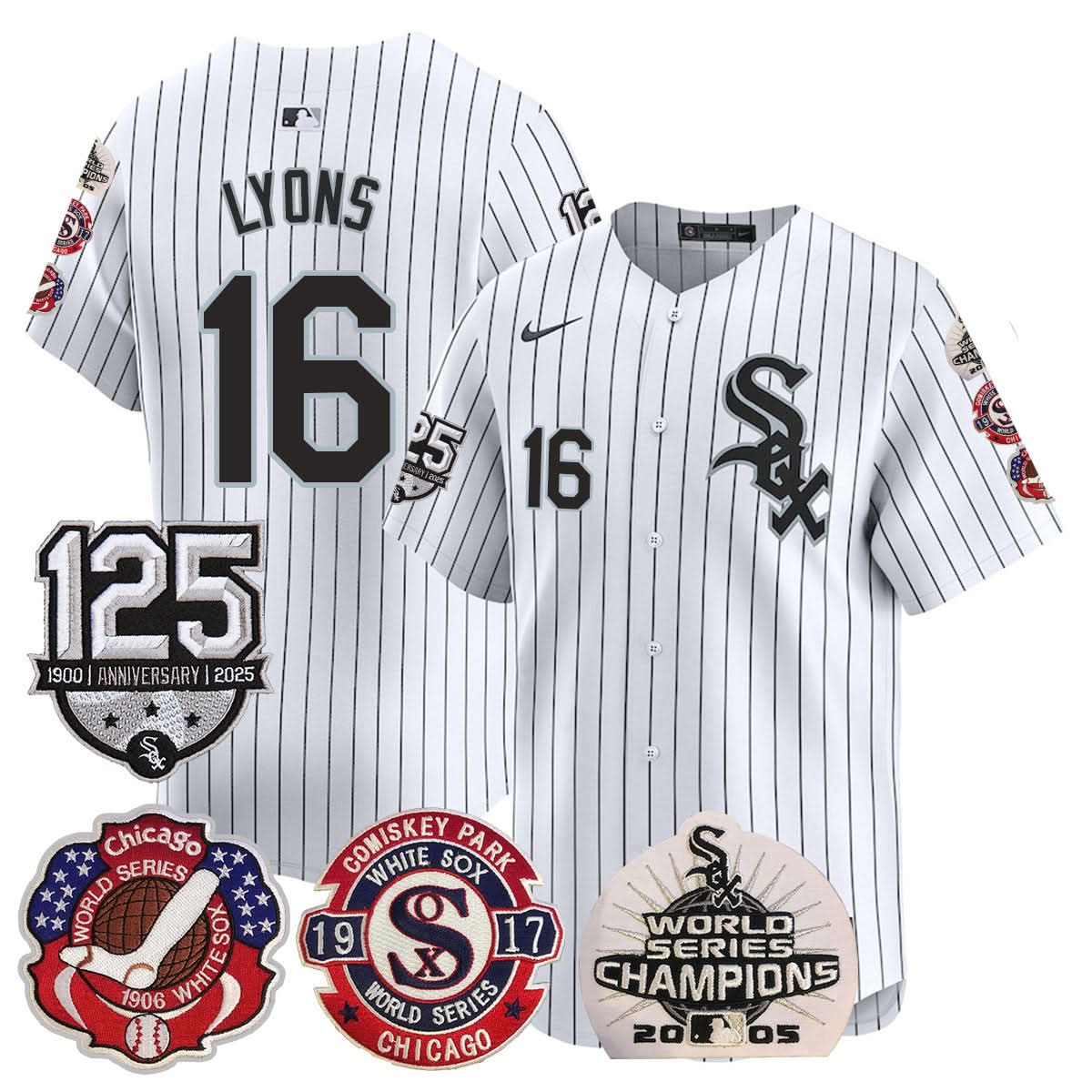 Chicago White Sox 125th Anniversary - World Series Champions Jersey - Stitched-Cuztomshoes